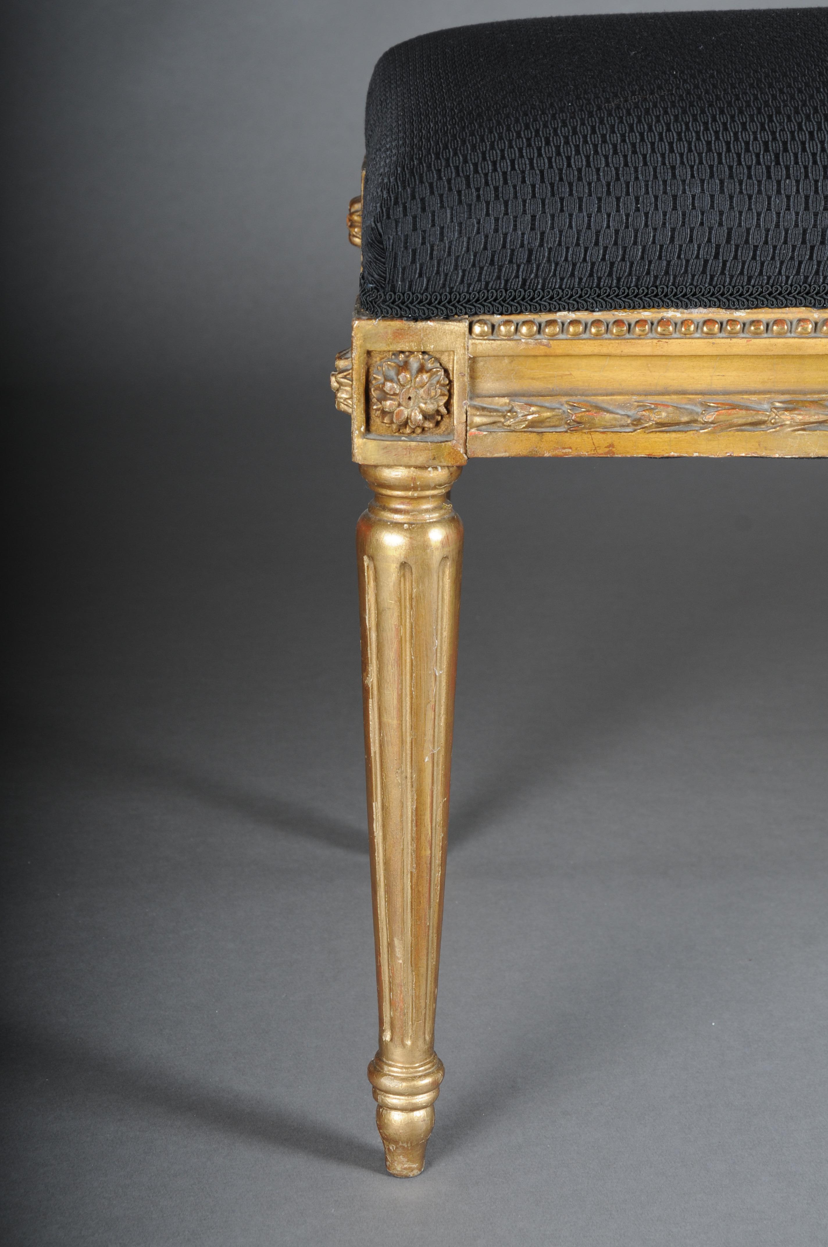 French Magnificent antique bench, Louis XVI, gold, beech, around 1870