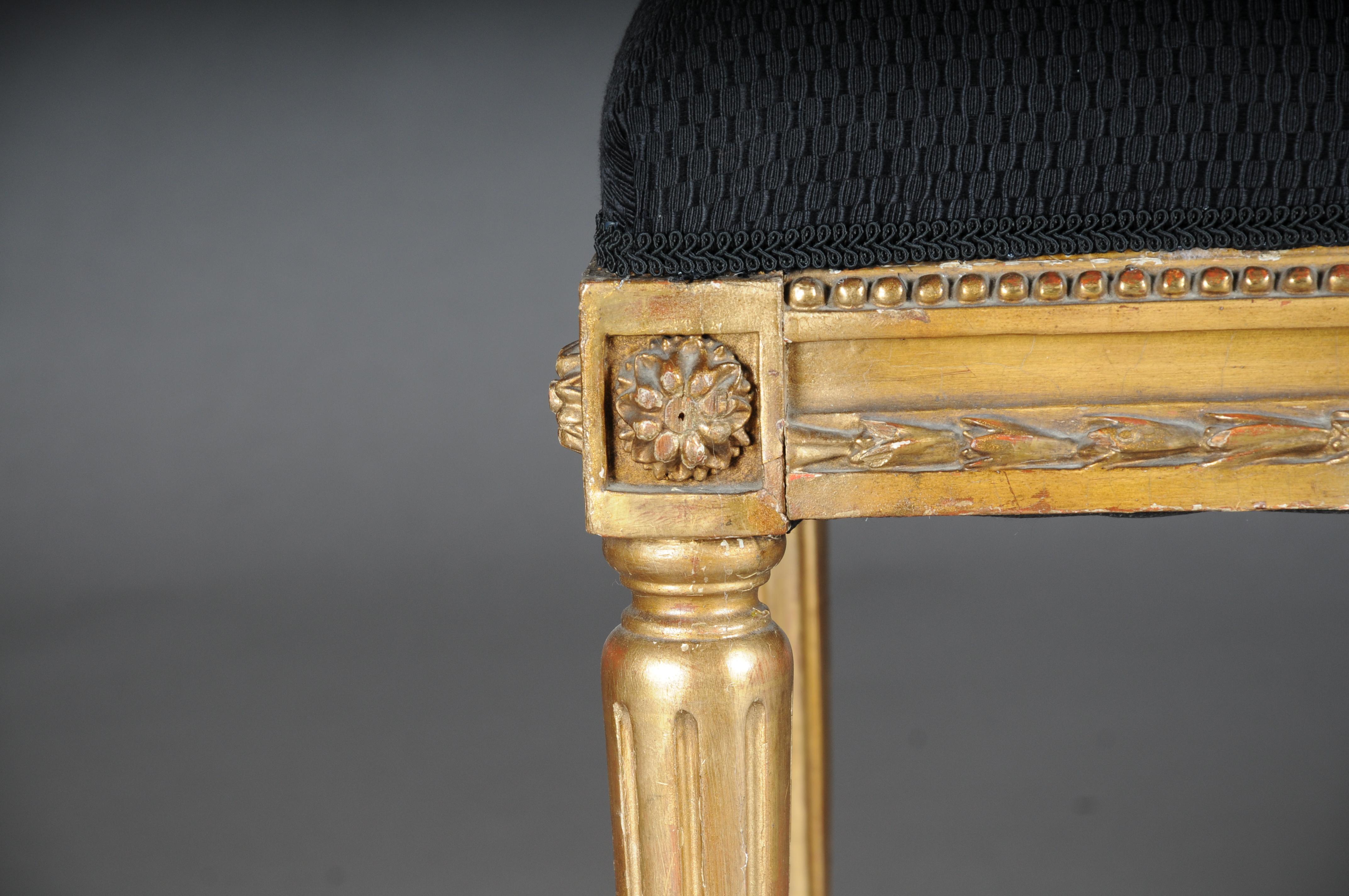 Hand-Carved Magnificent antique bench, Louis XVI, gold, beech, around 1870