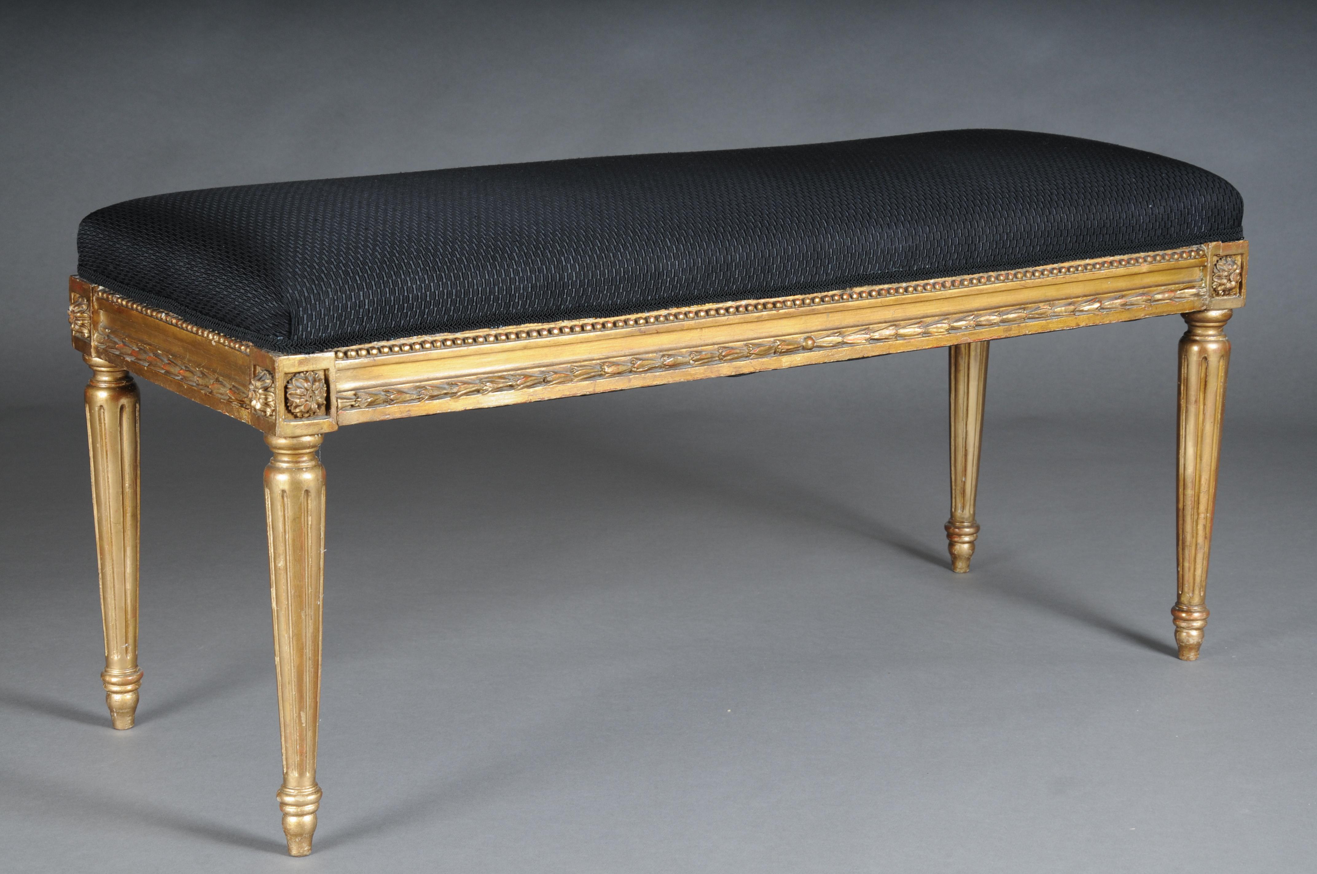 19th Century Magnificent antique bench, Louis XVI, gold, beech, around 1870