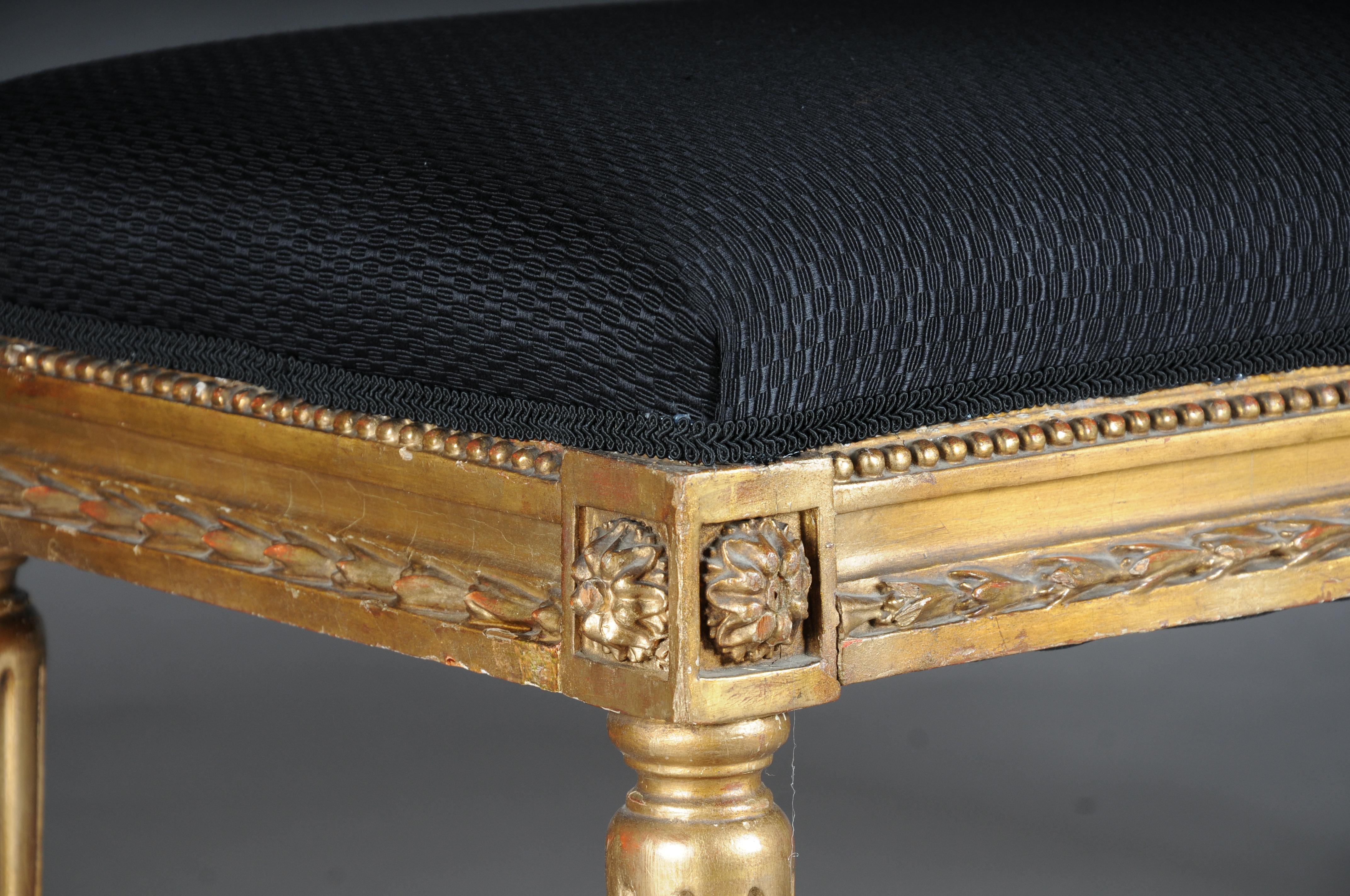 Magnificent antique bench, Louis XVI, gold, beech, around 1870 2