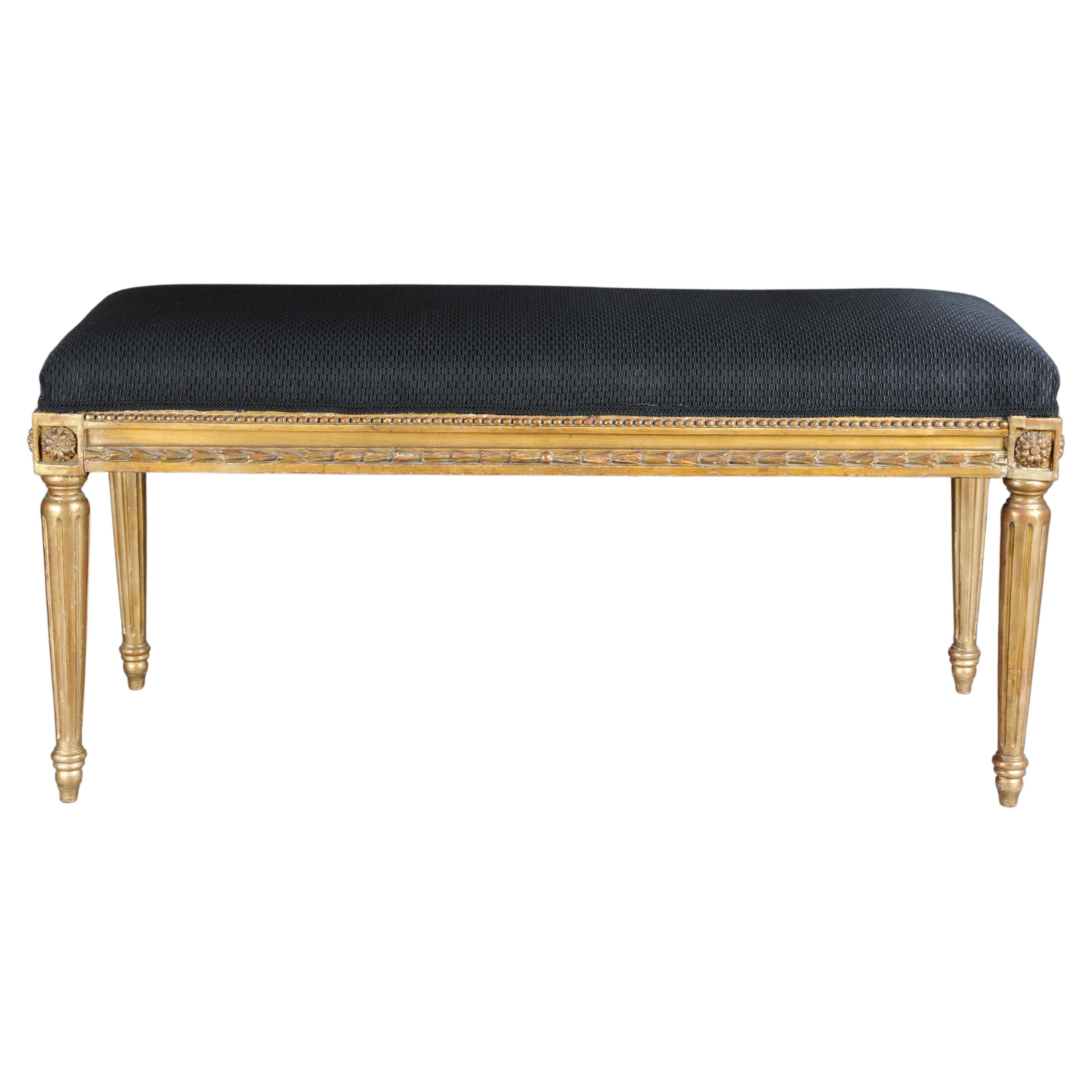 Magnificent antique bench, Louis XVI, gold, beech, around 1870