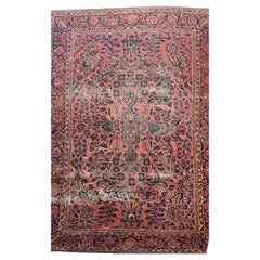 Magnífica alfombra antigua de sarouk floreciente, c. 1930