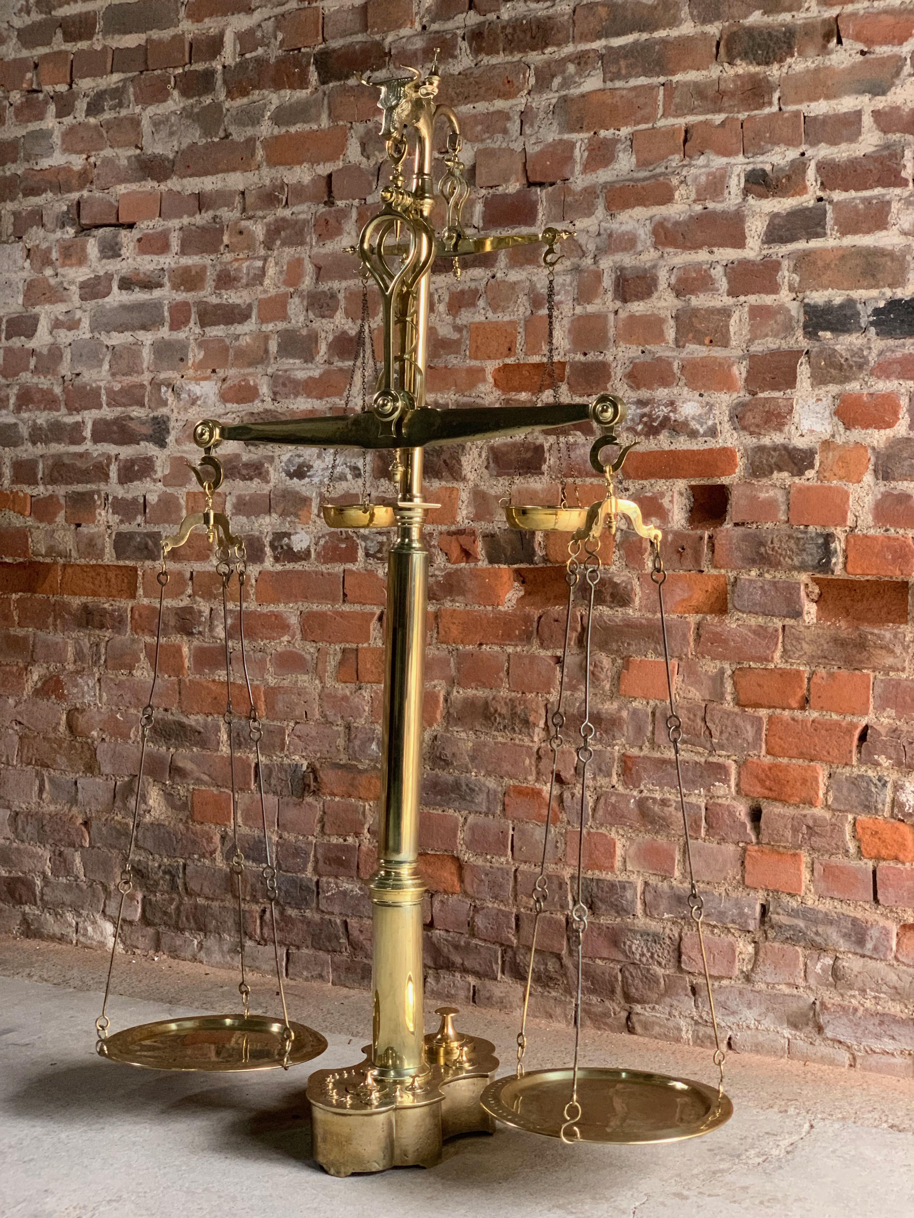 Magnificent Antique Brass Butchers Scales 19th Century Portuguese, circa 1890 1