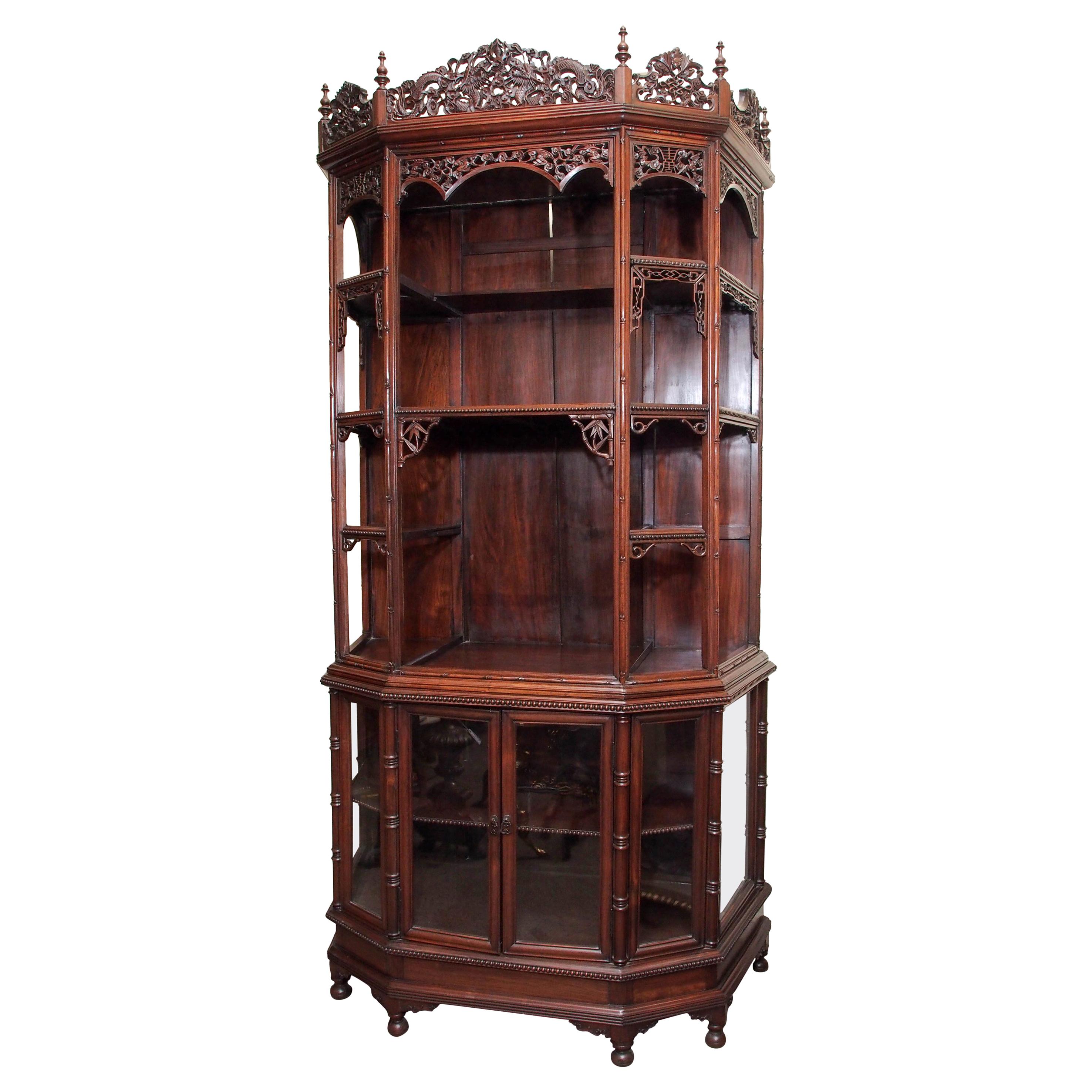 Magnificent Antique Carved Teak Cabinet, circa 1870-1880