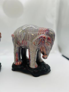 Magnificent Antique Chinese Porcelain Porcelain Flambe Glazed Elephants - Pair