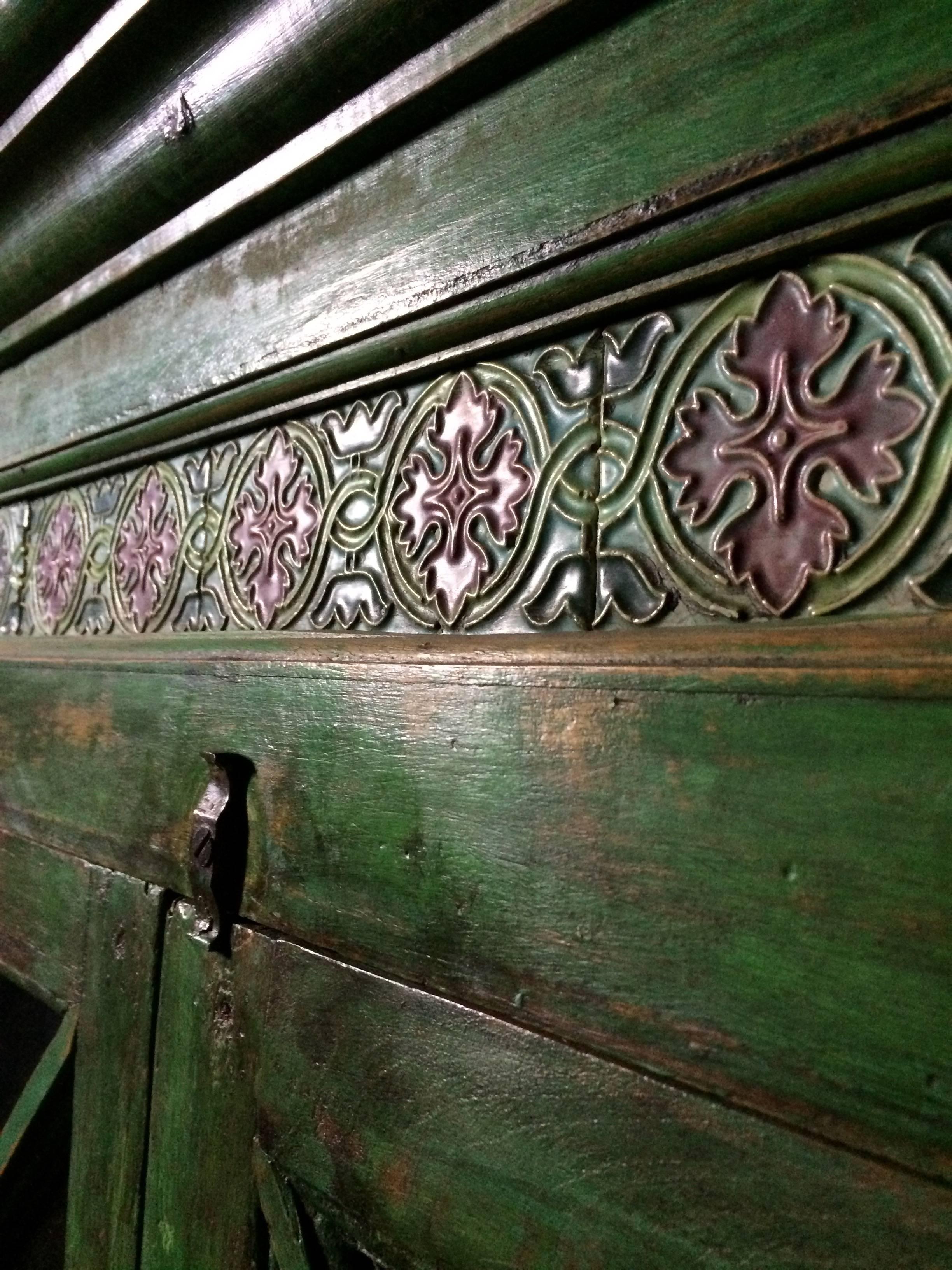 Teak Magnificent Antique Cupboard Pantry French Painted Provincial Style Distressed