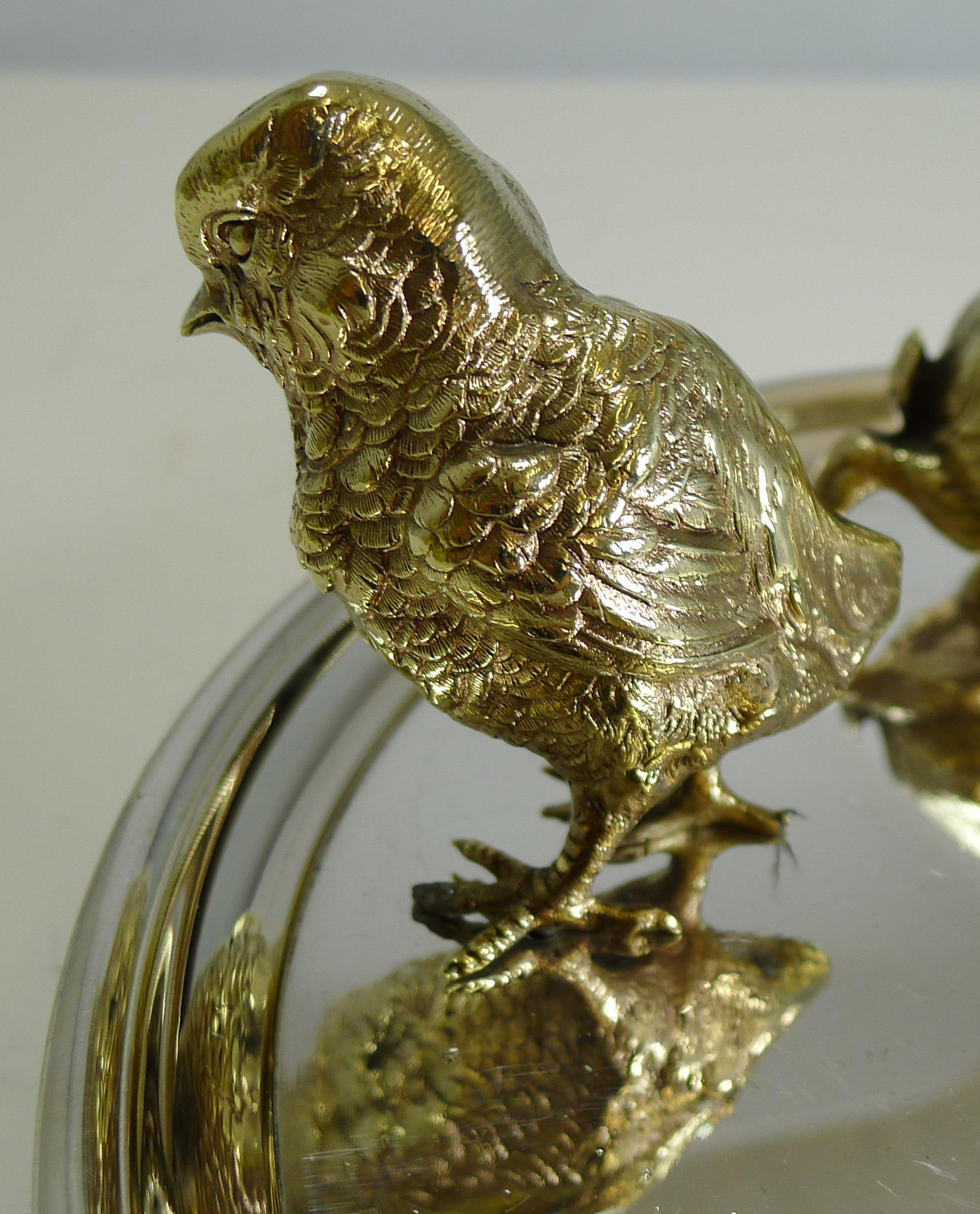 Late Victorian Magnificent Antique English Inkwell / Rabbit and Chicks, circa 1890