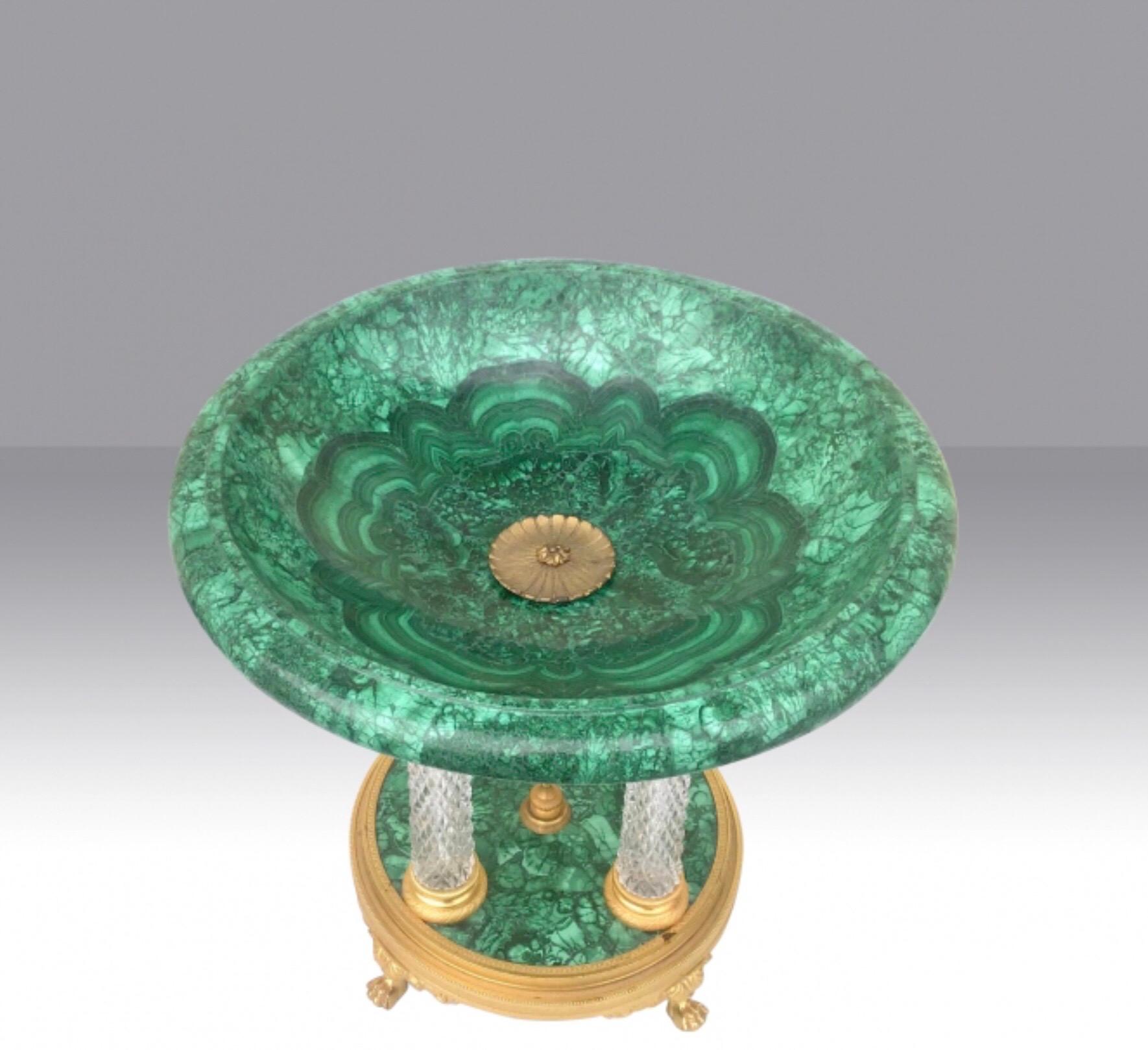 Magnificent Antique French Malachite Tazza 1