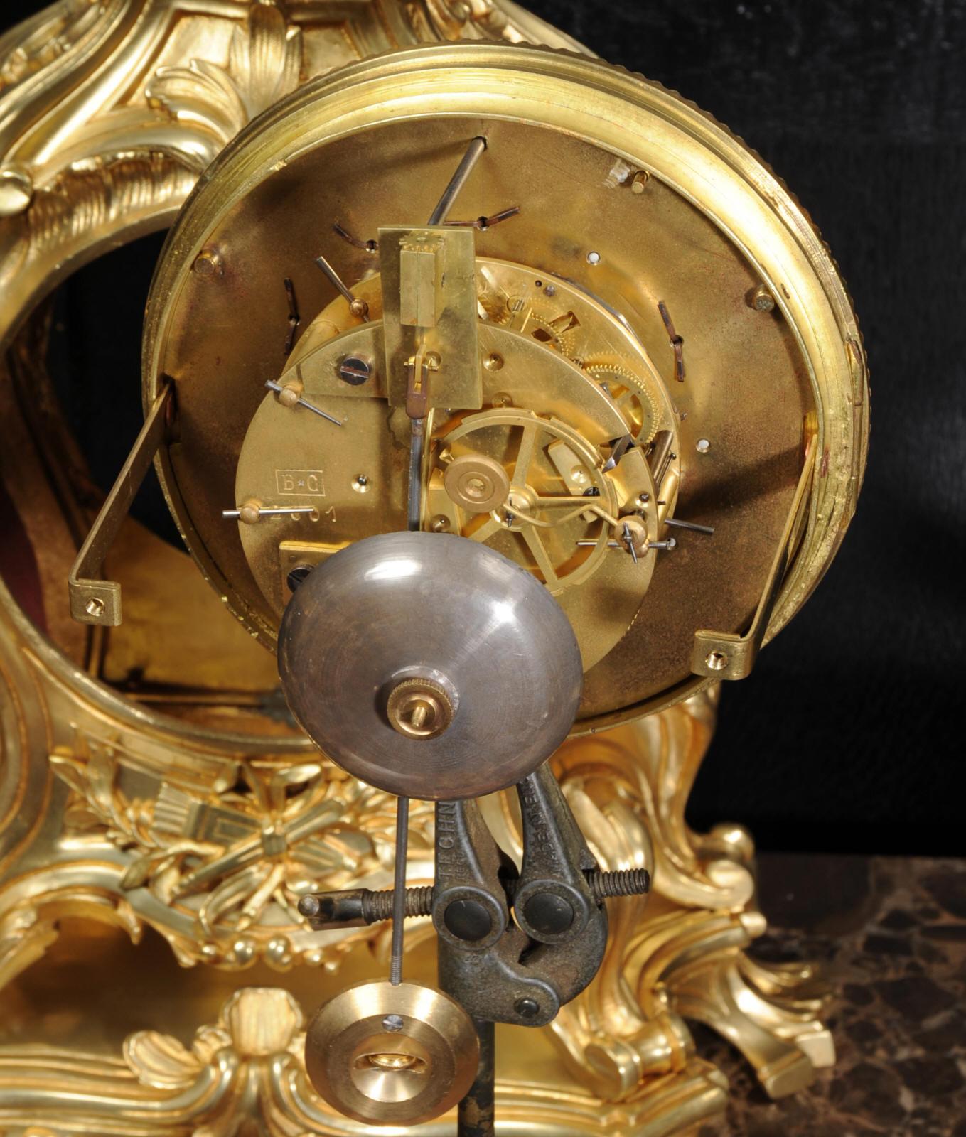 Magnificent Antique French Rococo Clock Set After Meissonnier 11