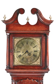 Magnificent Antique George II Brass Face Red Walnut Longcase Clock