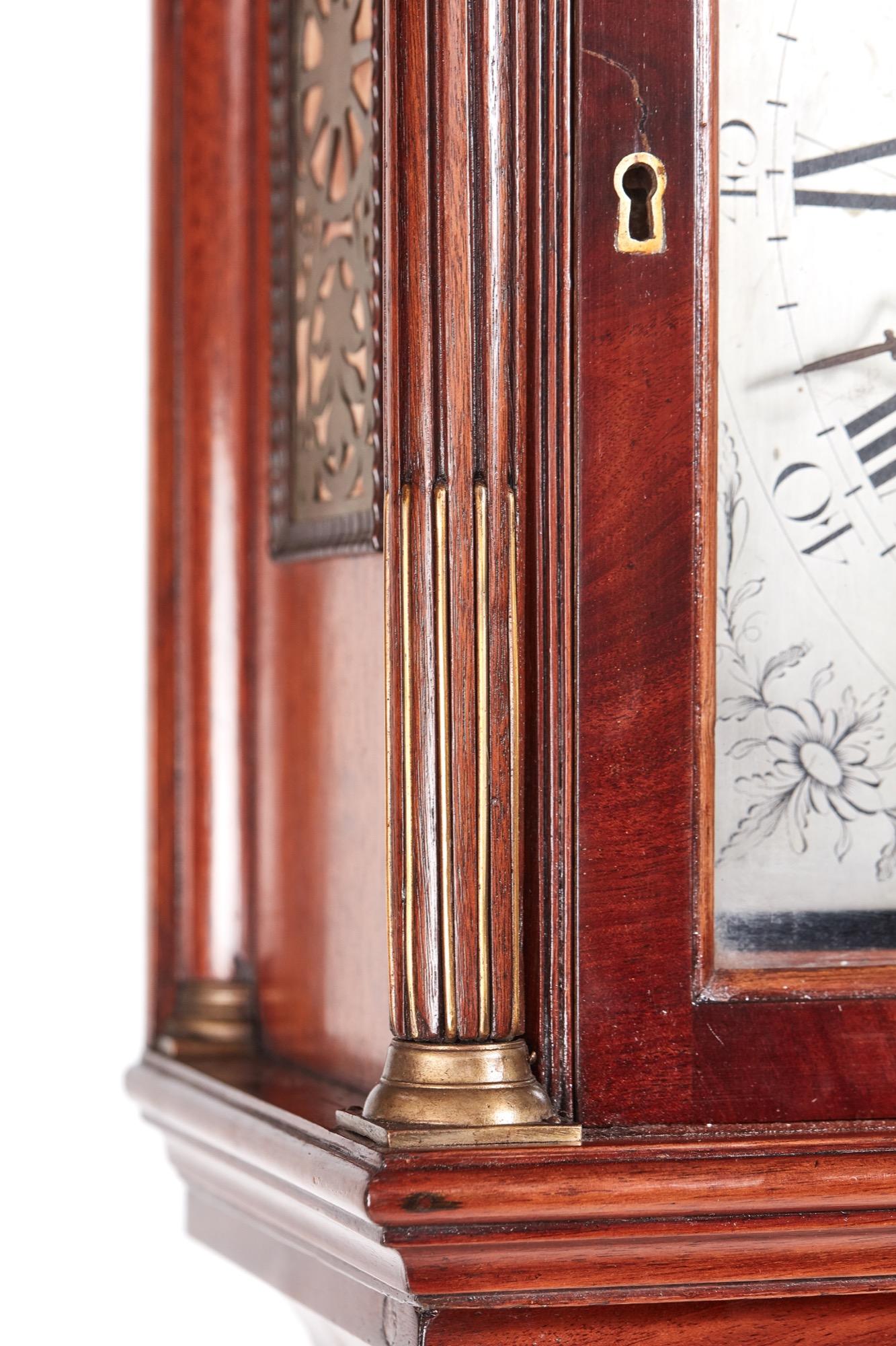 Silvered Magnificent Antique Georgian Mahogany 8 Day Longcase Clock