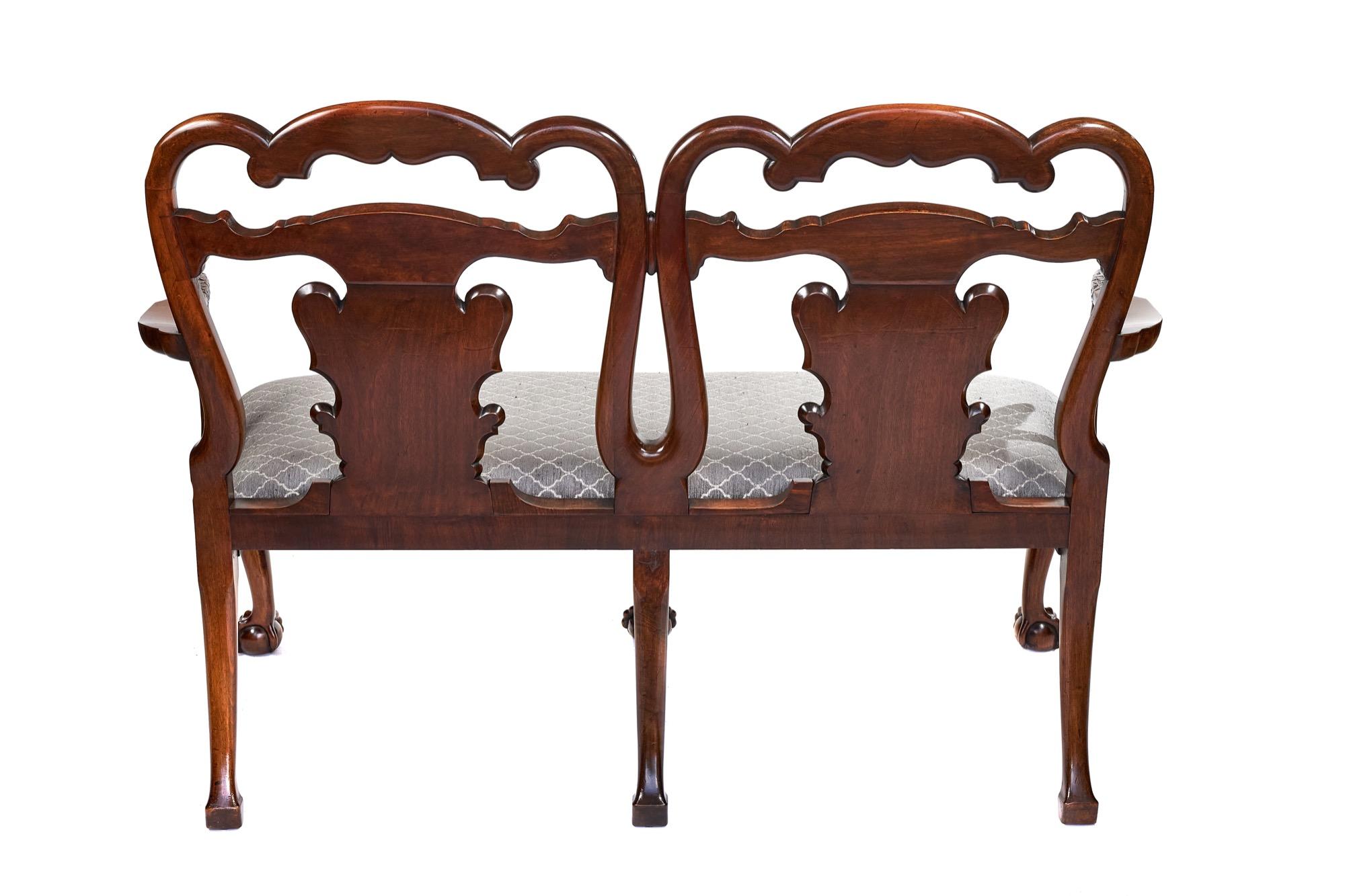 Magnificent Antique Georgian Revival Walnut Chair Back Sofa/Settee 3