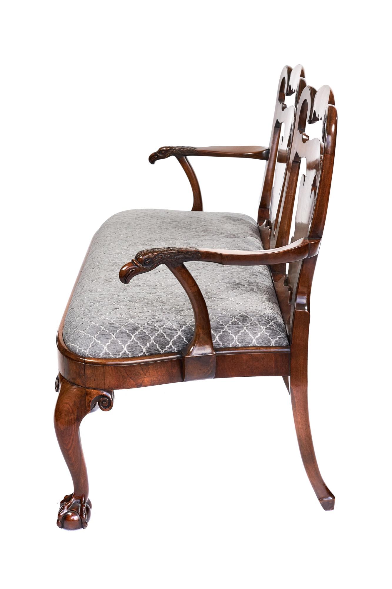 Magnificent Antique Georgian Revival Walnut Chair Back Sofa/Settee 4