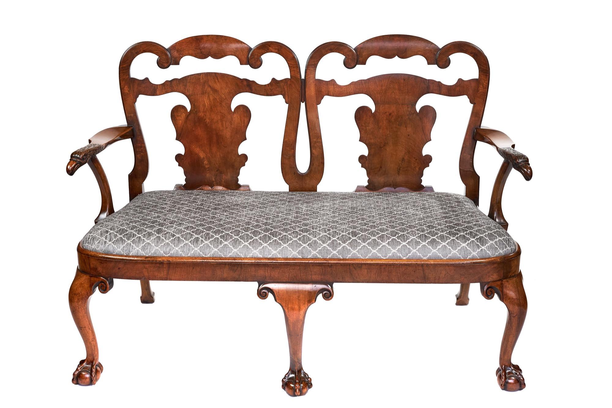 Magnificent Antique Georgian Revival Walnut Chair Back Sofa/Settee 1