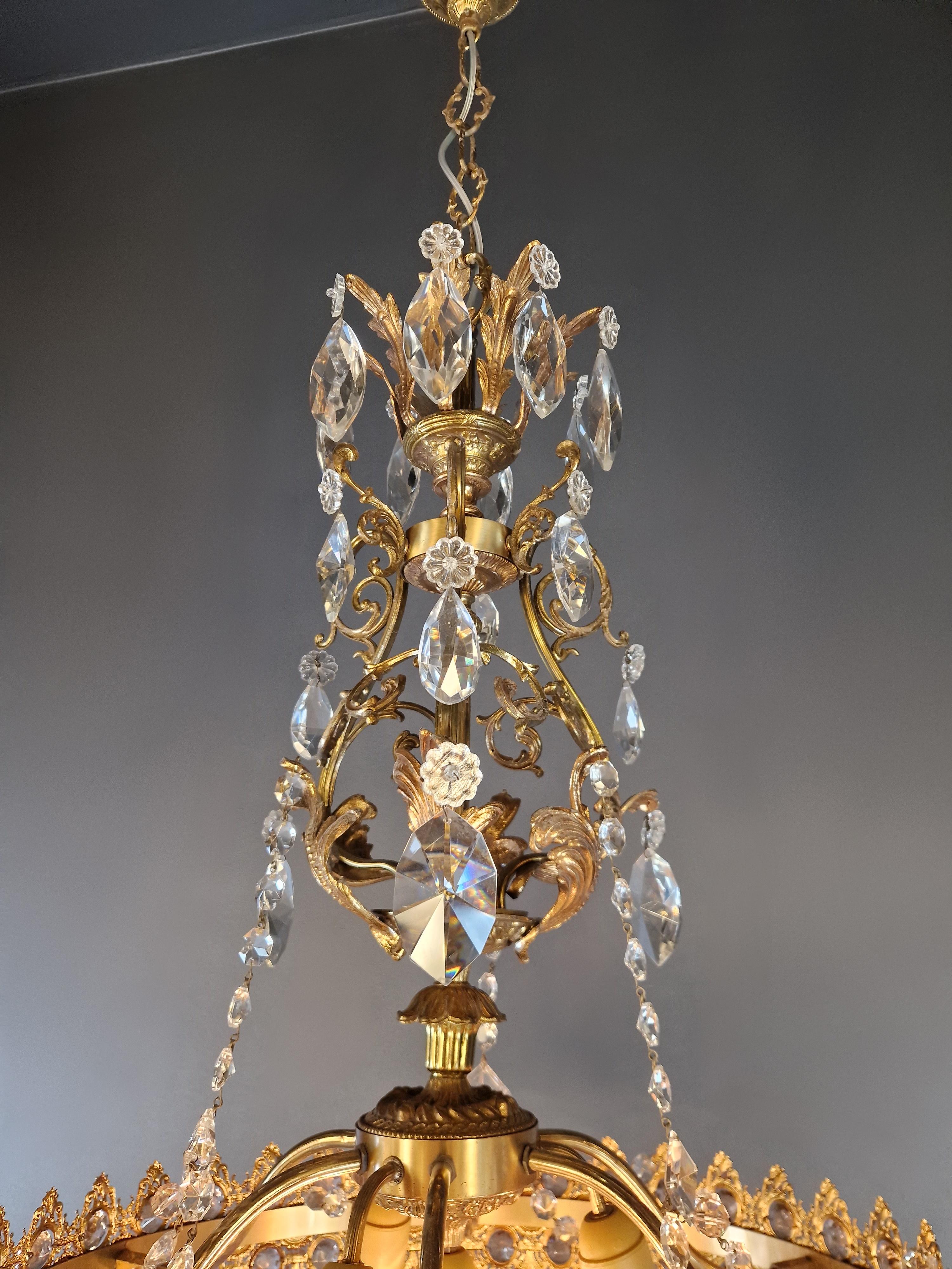 Magnificent Antique Italian Chandelier in Belle Époque Style Art Deco Brass For Sale 5