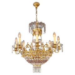 Magnificent Antique Italian Chandelier in Belle Époque Style Art Nouveau Brass