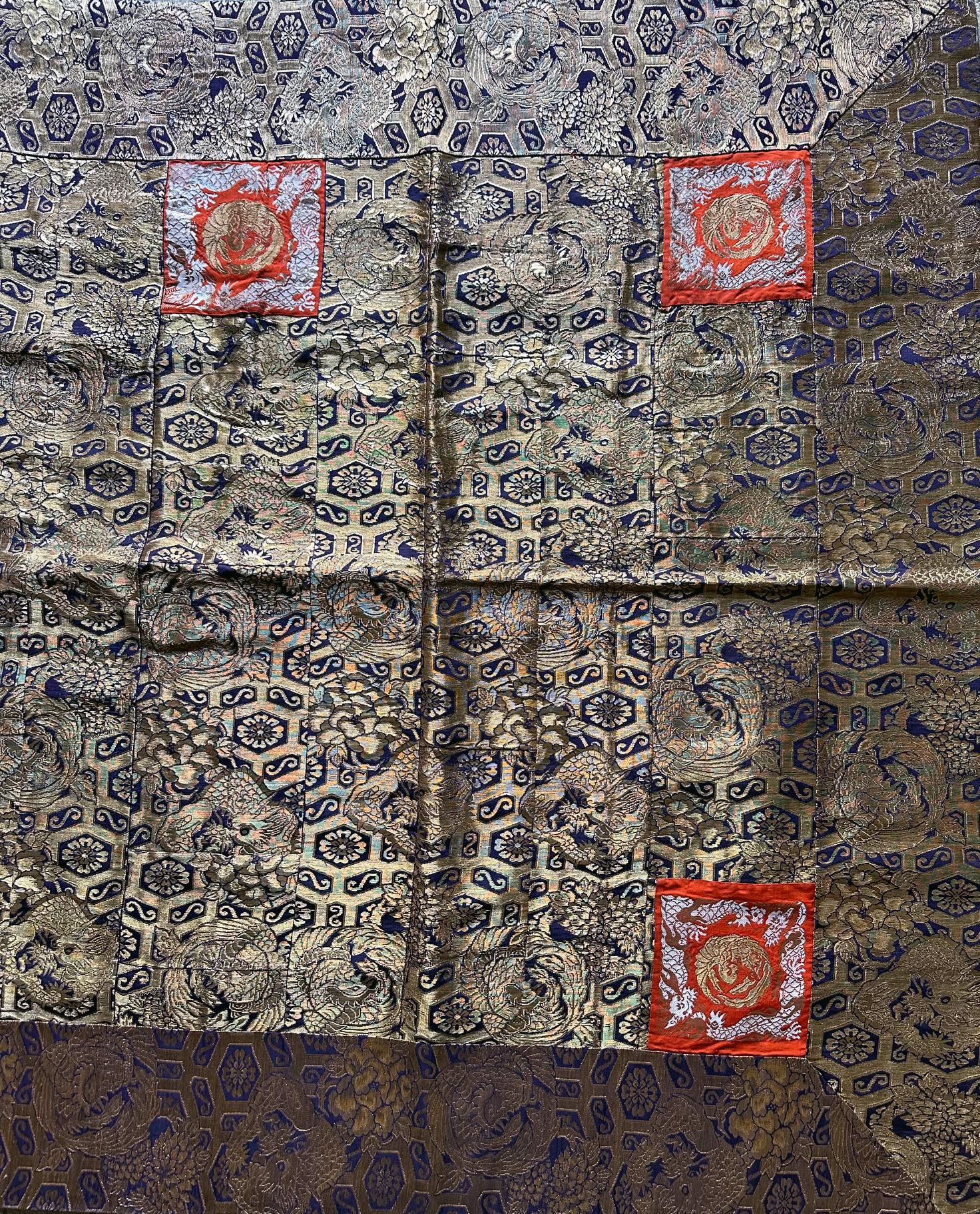 19th Century Magnificent Antique Japanese Woven Brocade Kesa Monk's Robe Meiji Period For Sale