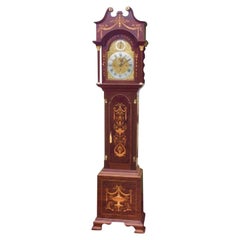 Magnifico orologio musicale antico a cassa lunga in mogano