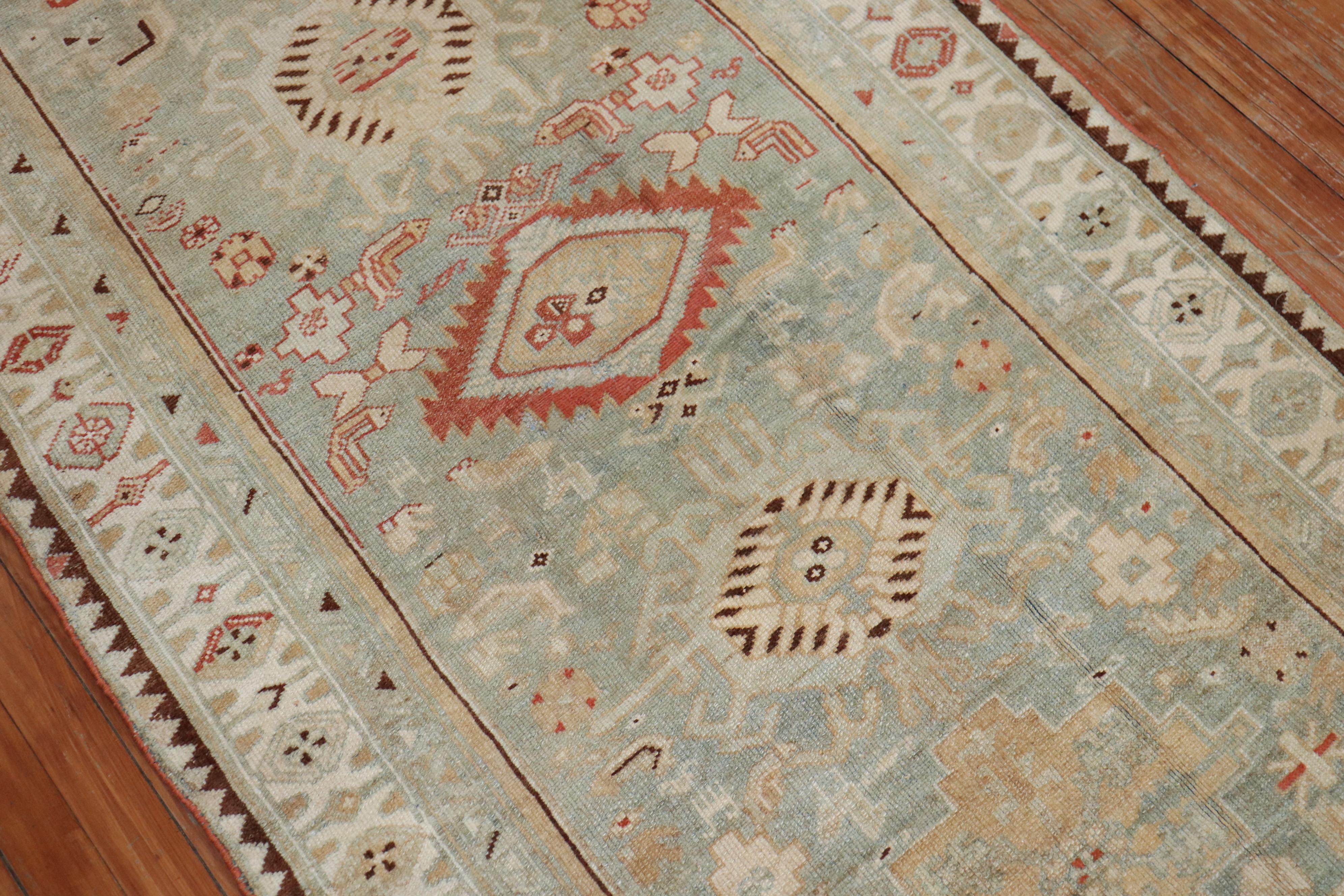 Wool Magnificent Antique Muted Persian Malayer Runner For Sale