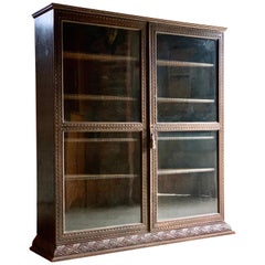 Magnificent Antique Oak Glazed Bookcase Carved Decoration, Early 20th Century