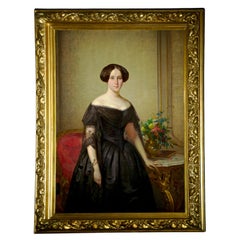 Magnificent Antique Oil on Canvas Portrait Painting Signed A. Robert