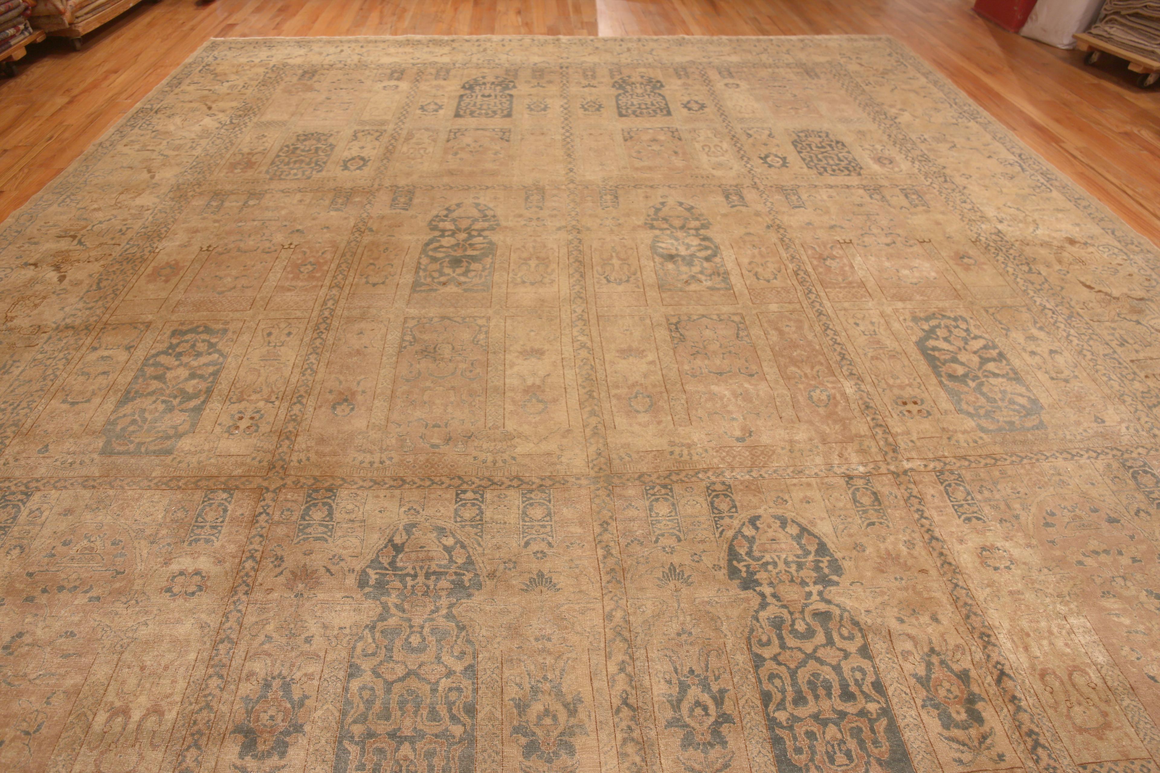 Hand-Knotted Magnificent Antique Oversized Garden Design Persian Tabriz Rug 14'4