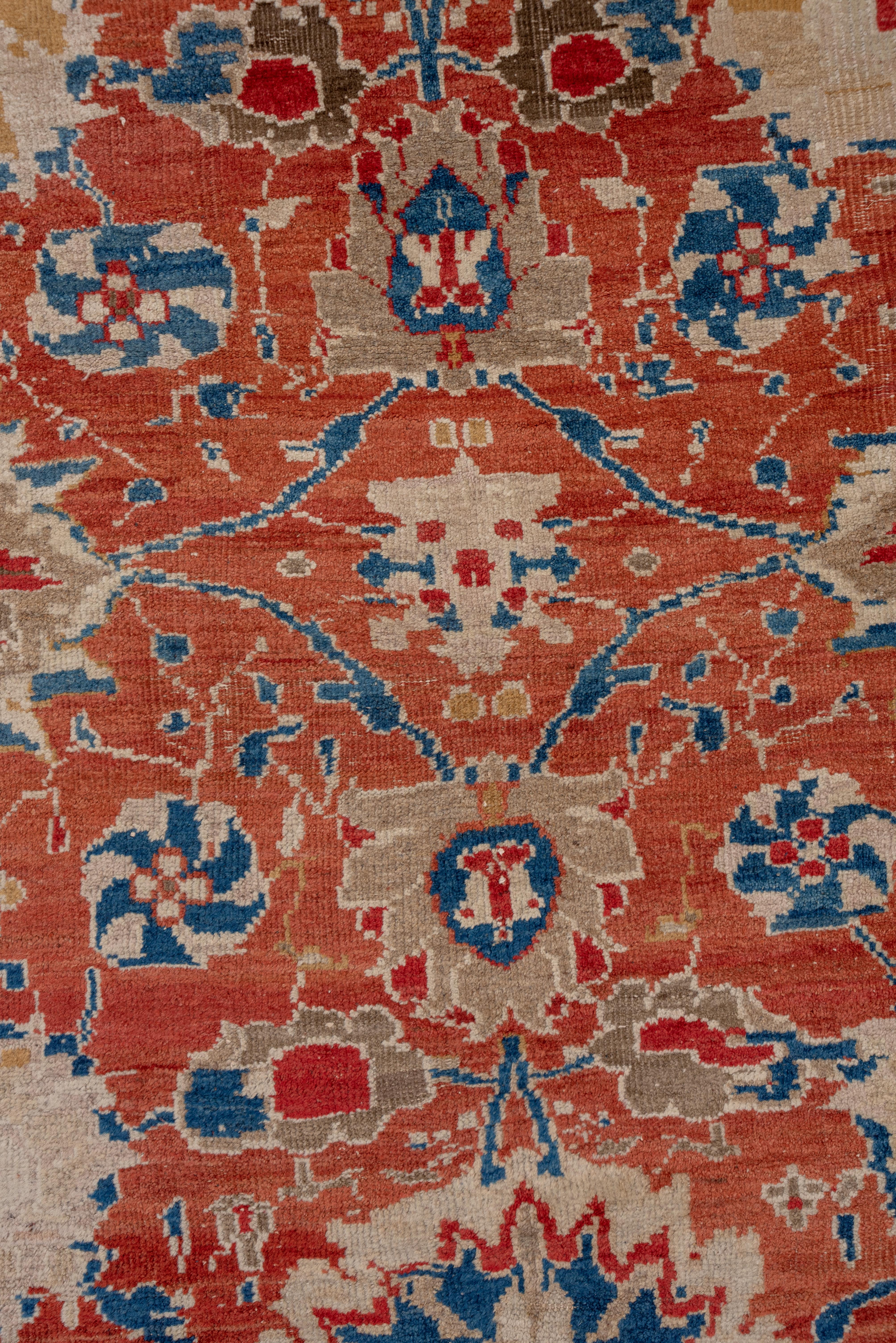 Magnificent Antique Persian Sultanabad Carpet, Bright Orange & Red Allover Field 4