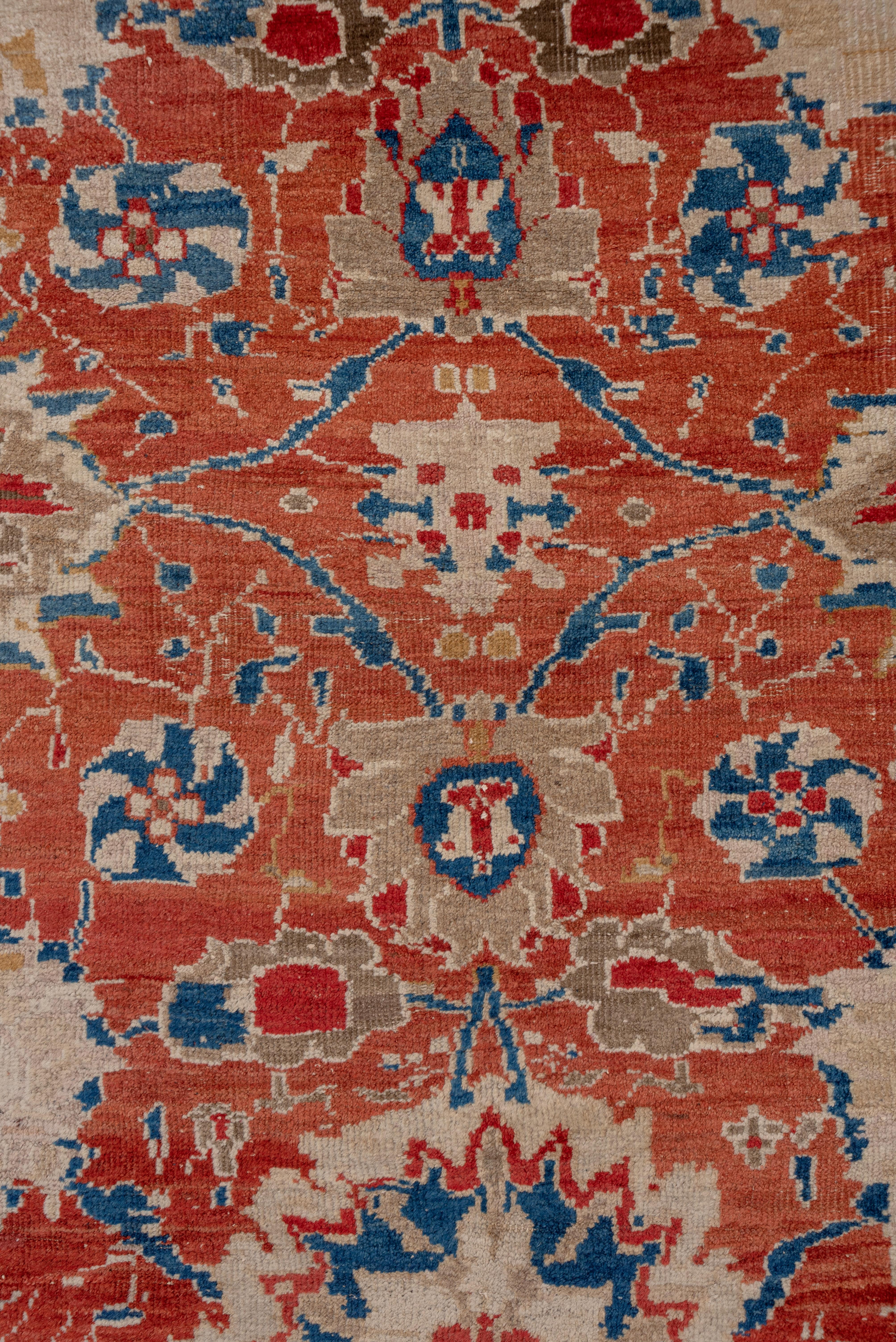 Magnificent Antique Persian Sultanabad Carpet, Bright Orange & Red Allover Field 5