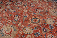 Magnificent Antique Persian Sultanabad Carpet, Bright Orange & Red Allover Field