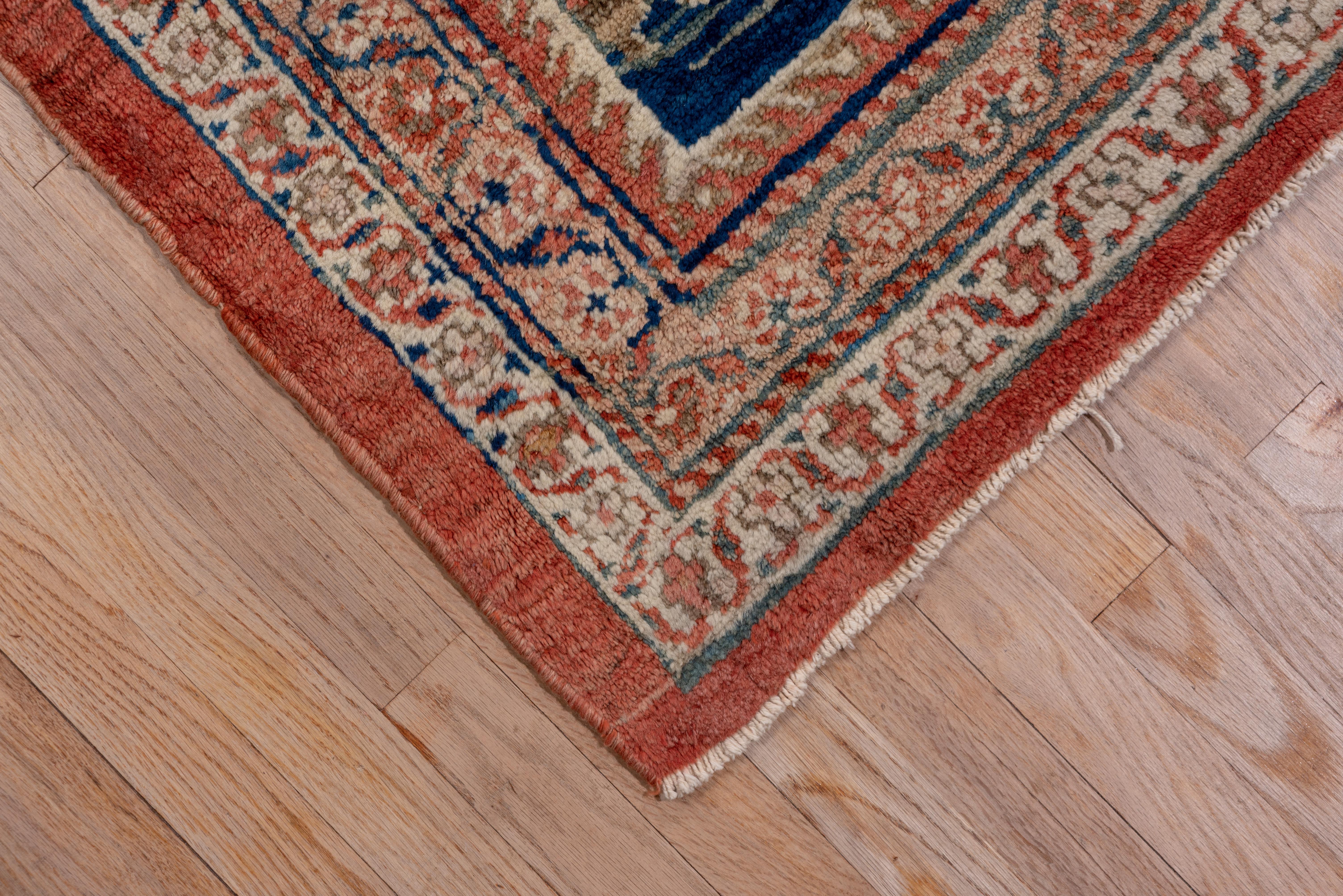 Hand-Knotted Magnificent Antique Persian Sultanabad Carpet, Bright Orange & Red Allover Field