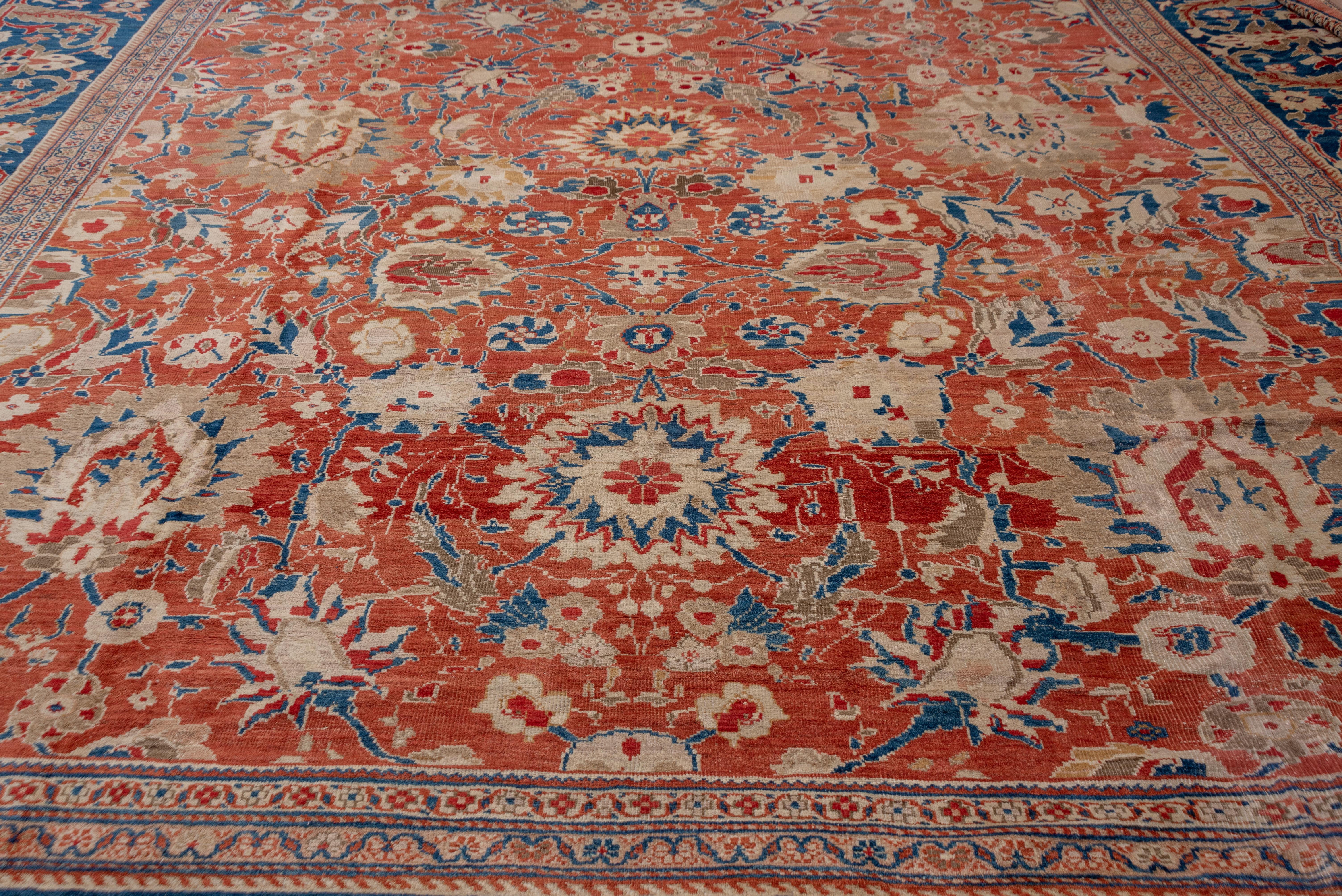 Magnificent Antique Persian Sultanabad Carpet, Bright Orange & Red Allover Field 1