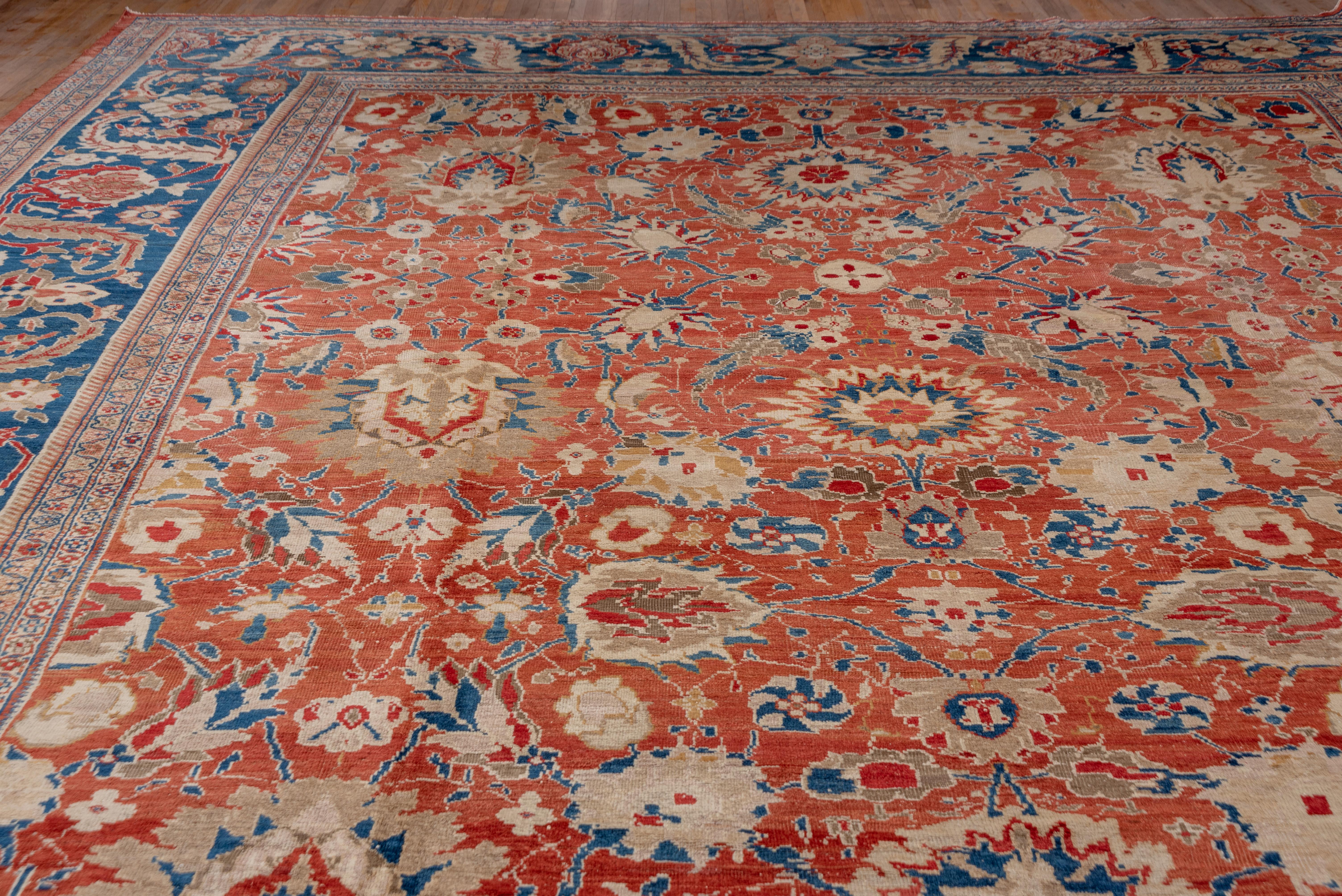 Magnificent Antique Persian Sultanabad Carpet, Bright Orange & Red Allover Field 2