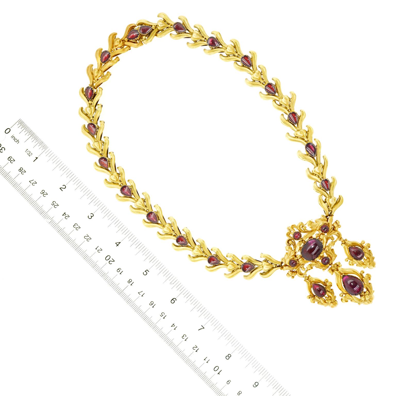 Magnificent Antique Revivalist Garnet-Set Gold Necklace 1