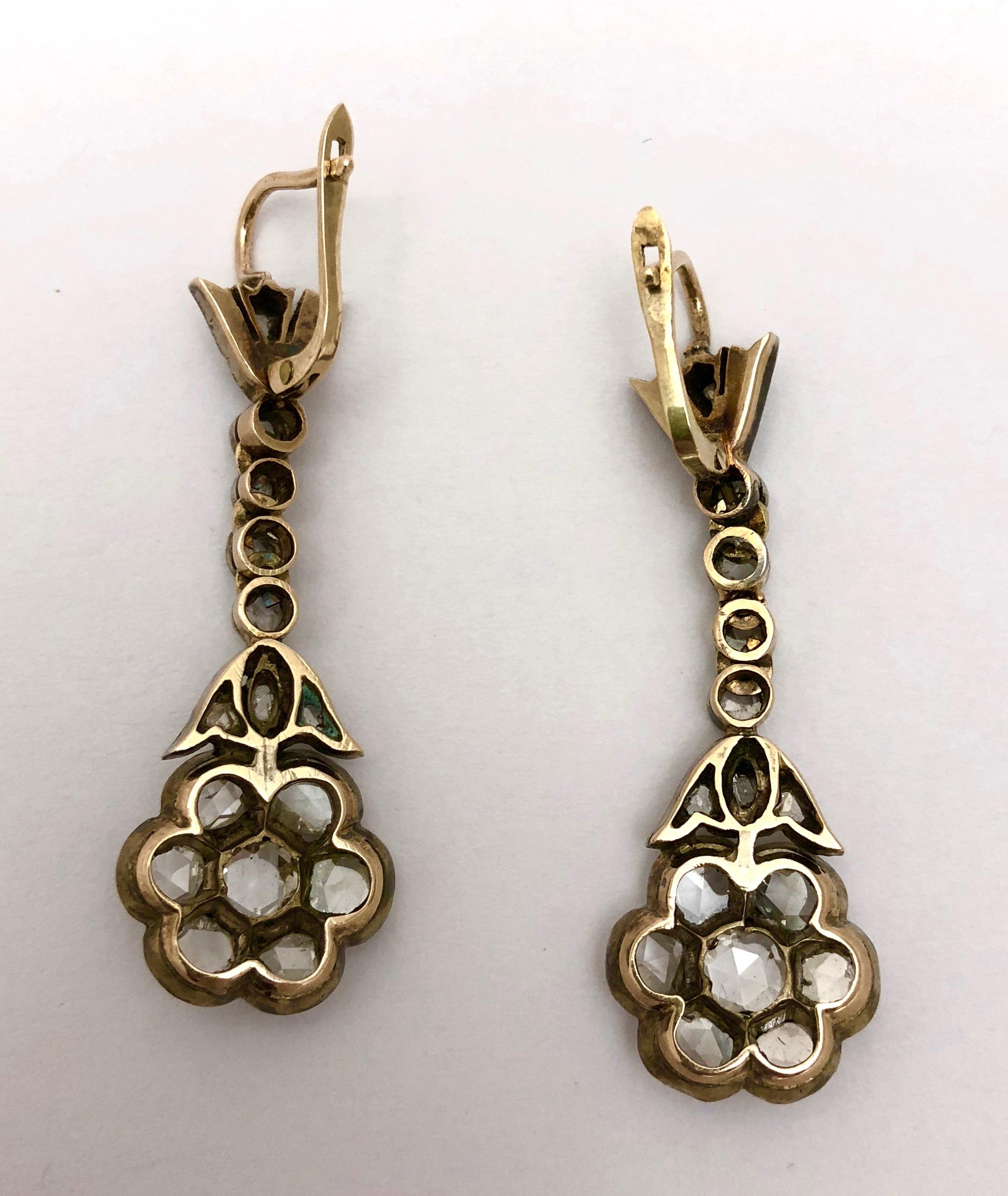 4.25ct Diamond Period Edwardian Earrings For Sale at 1stDibs