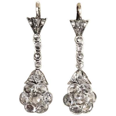 Antique Rose Cut Diamond Earrings at 1stDibs | rose cut diamond ...