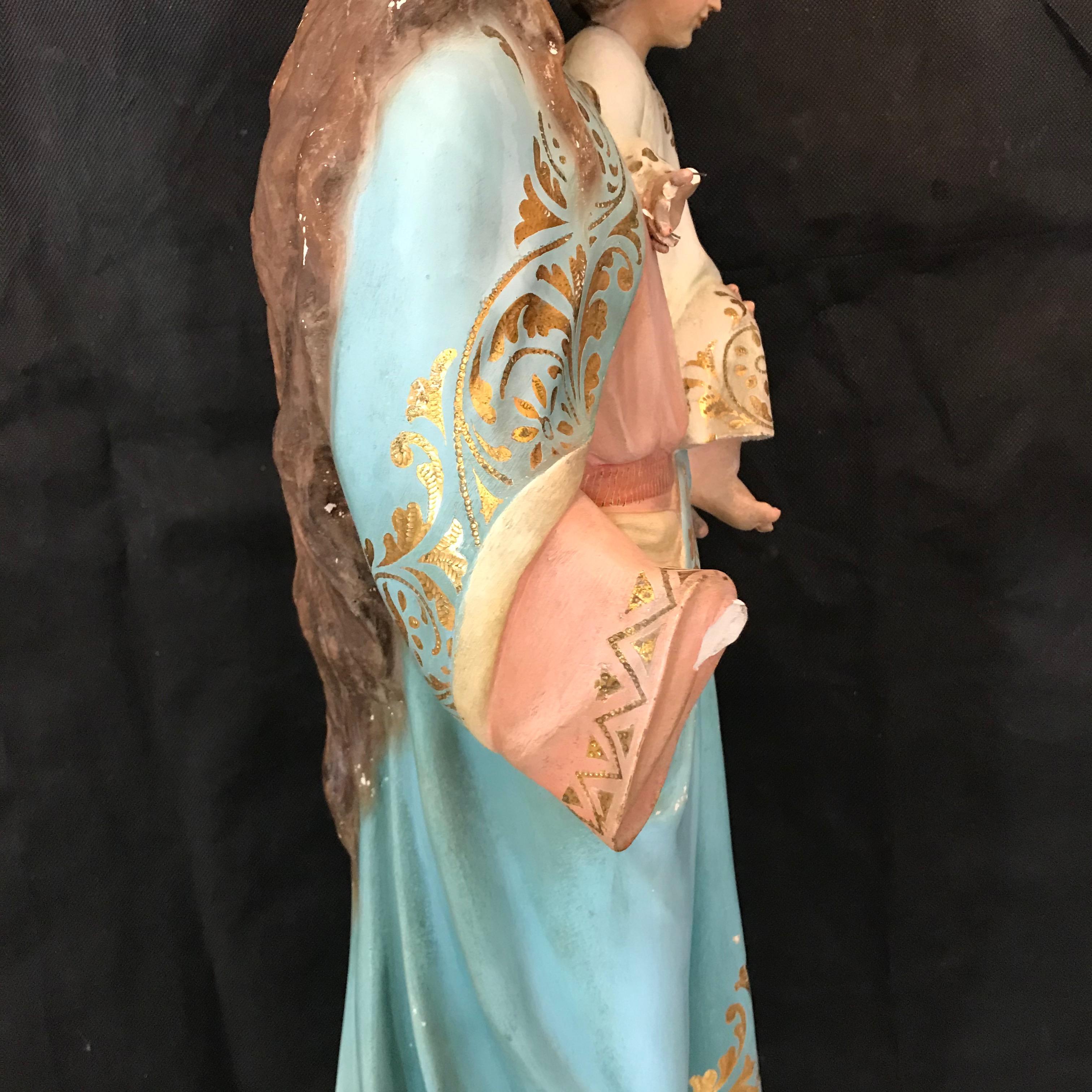 Magnificent Antique Santos Sculpture of St. Anne with Child In Good Condition In Hopewell, NJ