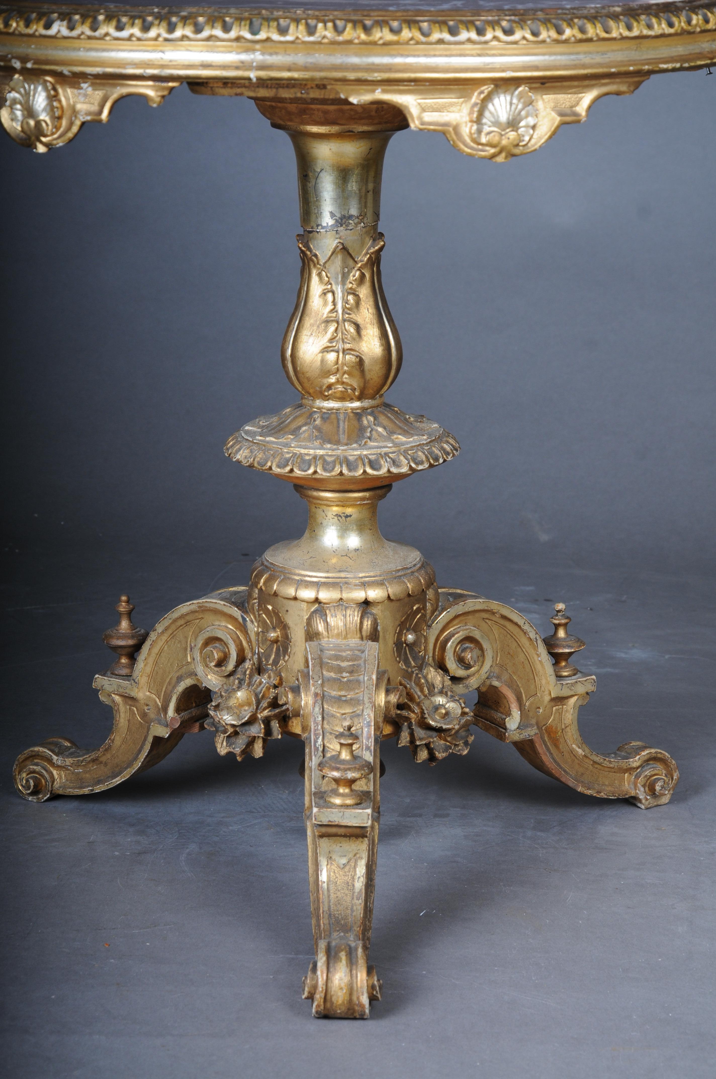 Magnifique table d'appoint ancienne dorée avec plateau en marbre, datant d'environ 1860 en vente 5