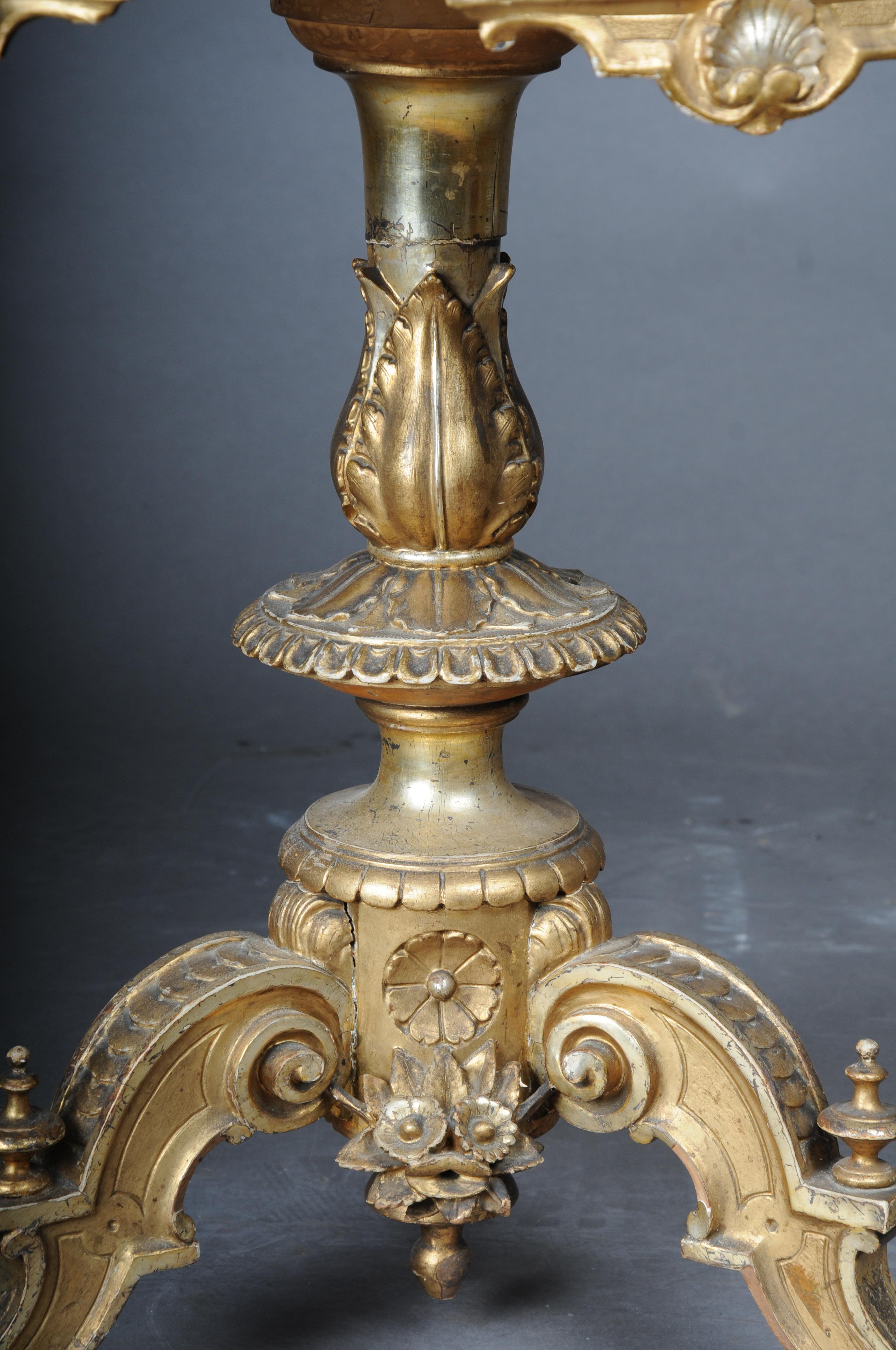 European Magnificent antique side table gilded with marble top from around 1860 For Sale