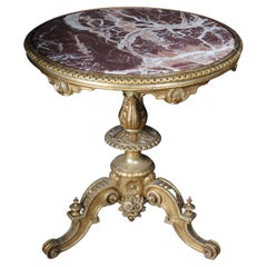 Magnificent antique side table gilded with marble top from around 1860