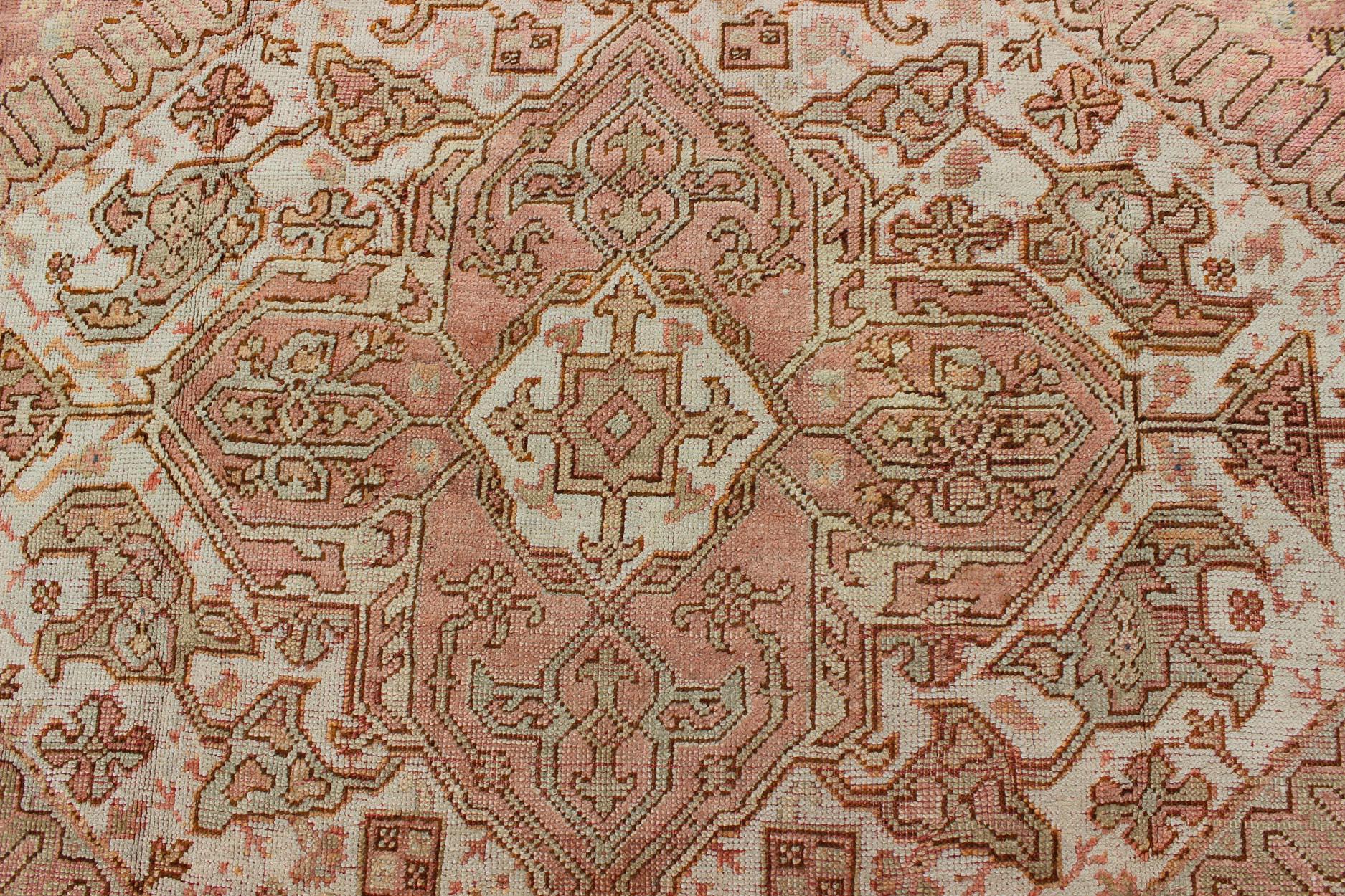 Antique Turkish Oushak Rug with Geometric Medallion by Keivan Woven Arts 5