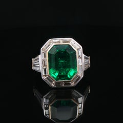 Magnificent Approx. 8.00 Carat Antique Colombian Emerald and Diamond Ring