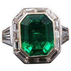 Magnificent Approx. 8.00 Carat Antique Colombian Emerald and Diamond Ring