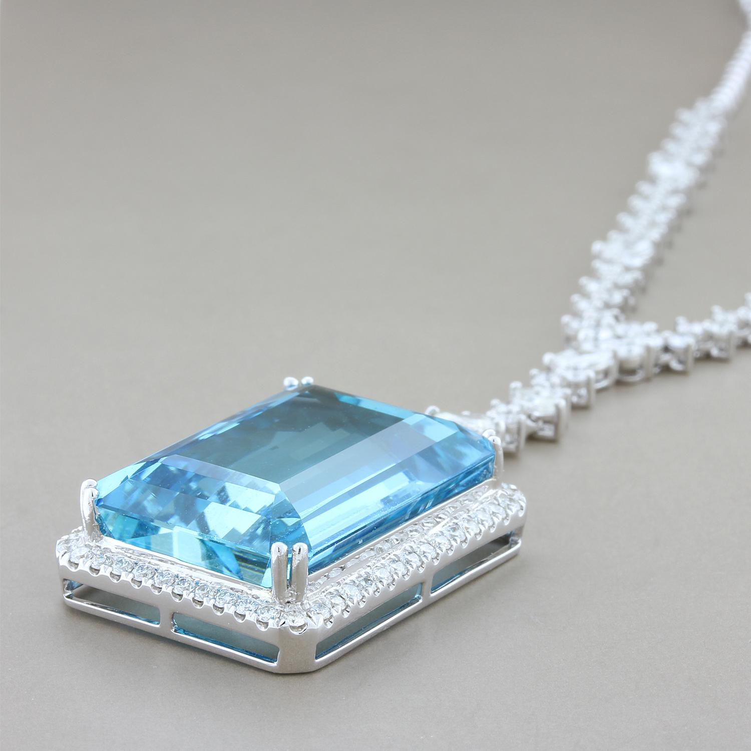 Magnificent Aquamarine Diamond Gold Necklace In New Condition In Beverly Hills, CA
