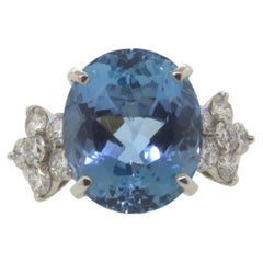Magnificent Aquamarine Diamond Platinum Ring