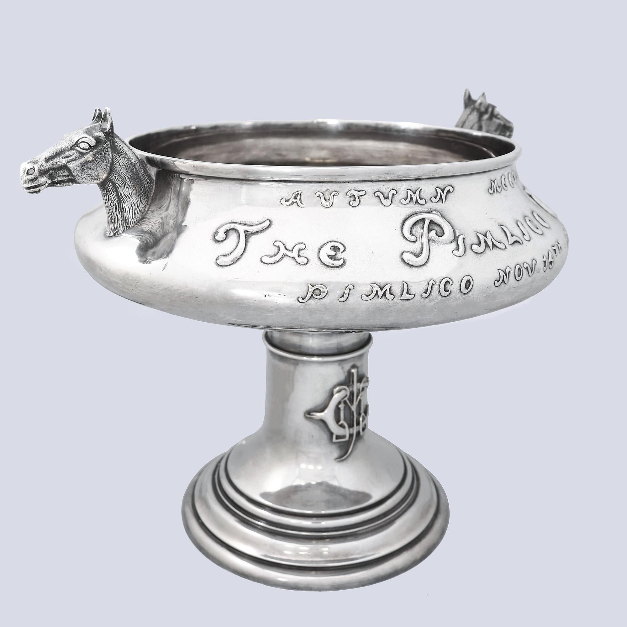 Magnifico trofeo di corse di cavalli in argento massiccio Art Deco 1925 Pimlico Cup in vendita 6