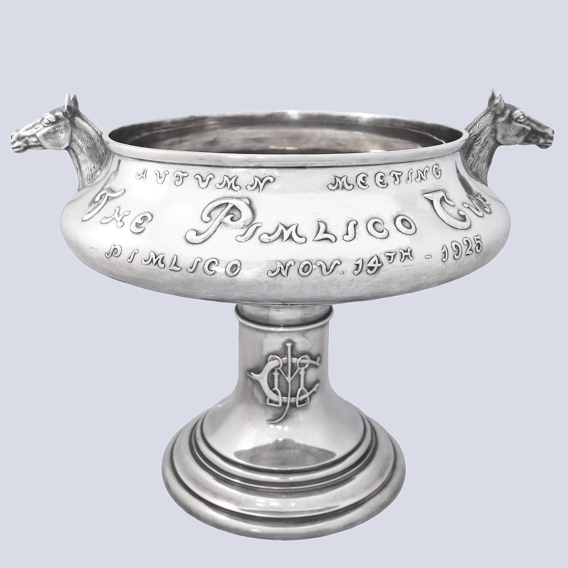 Magnifico trofeo di corse di cavalli in argento massiccio Art Deco 1925 Pimlico Cup In condizioni buone in vendita a Lauderdale by the Sea, FL