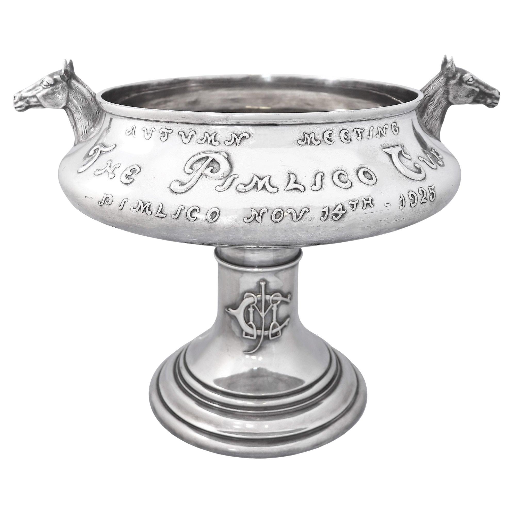 Magnificent Art Deco 1925 Sterling Silver Horse Racing Trophy Pimlico Cup
