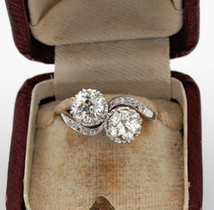 Art Deco Style 2.45 Carat Diamond Twist Engagement Platinum Ring