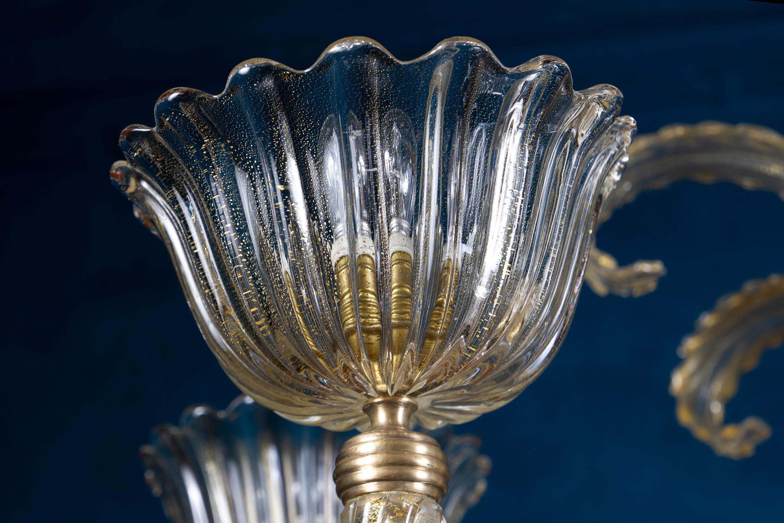 Magnifico lampadario Art Deco in vetro di Murano montato di Ercole Barovier, 1940 in vendita 3