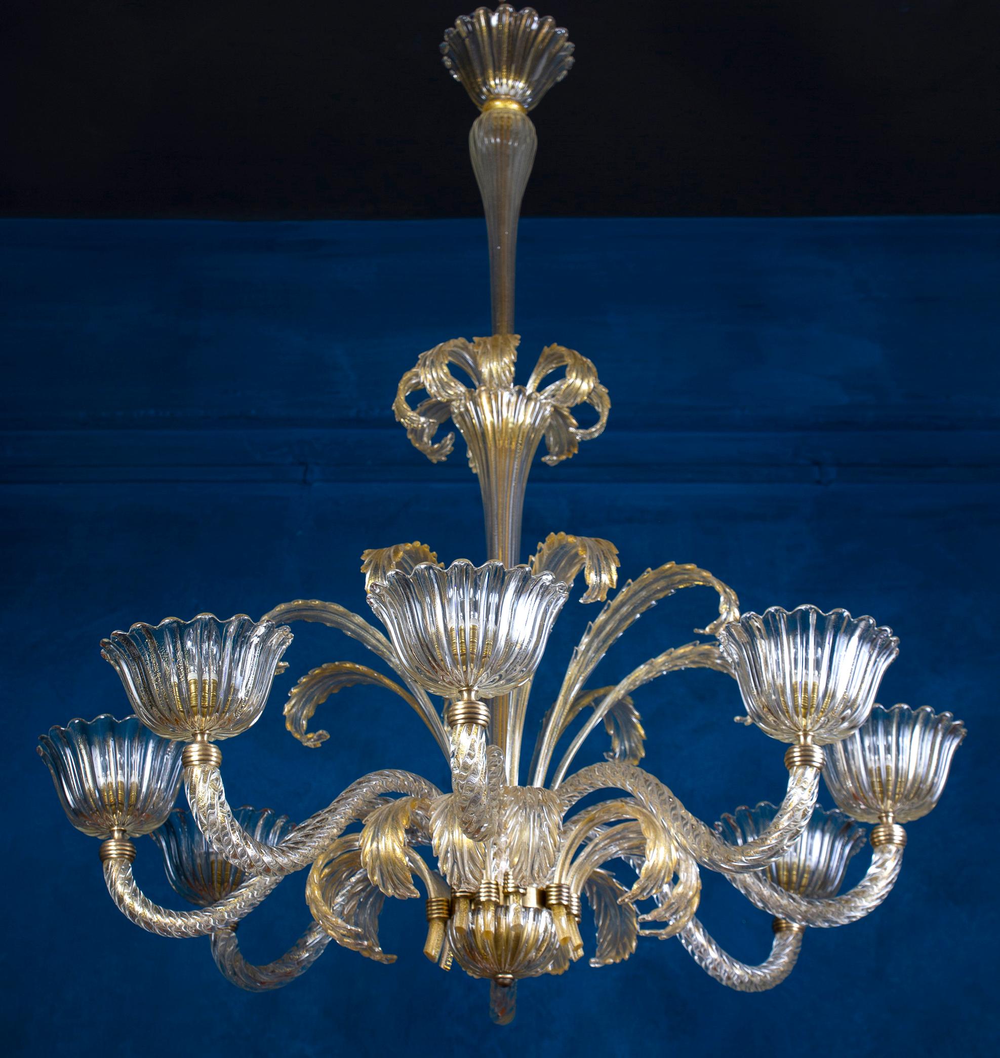 Magnifico lampadario Art Deco in vetro di Murano montato di Ercole Barovier, 1940 in vendita 10